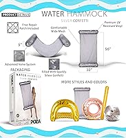 Vista 2 de POZA Hamaca inflable de agua – Lujosa tumbona flotante de piscina rellena de confeti, silla de ejercicio 4 en 1, silla de descanso, hamaca