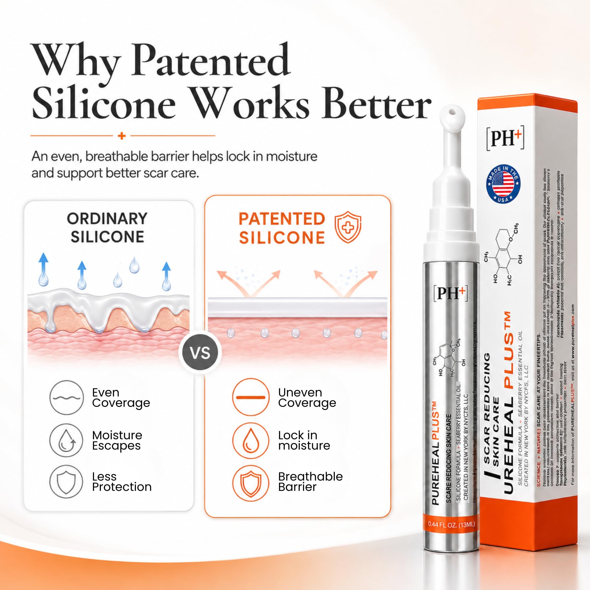 Patented Silicone Gel for Scars, Surgery, Burns & Acne 13g - Surgeon-Developed Scar Removal Cream for Surgical Scars, Old & New Scars, C-Section, Keloids, Stretch Marks, Made in USA — Amazon image 3