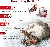 Vista 3 de GiGwi Interactive Cat Toys Squeaky, Stimulated Chirping Bird Toy Making Noise,Automatic Chirp Bird Cat Toy with Feather Tail, Melody Chaser Play and