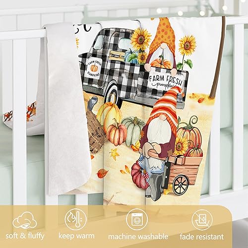 Miniatura 5 de Manta de otoño, manta de otoño de camión, decoraciones de otoño para el hogar, mantas suaves de gnomo de 50 x 60 pulgadas