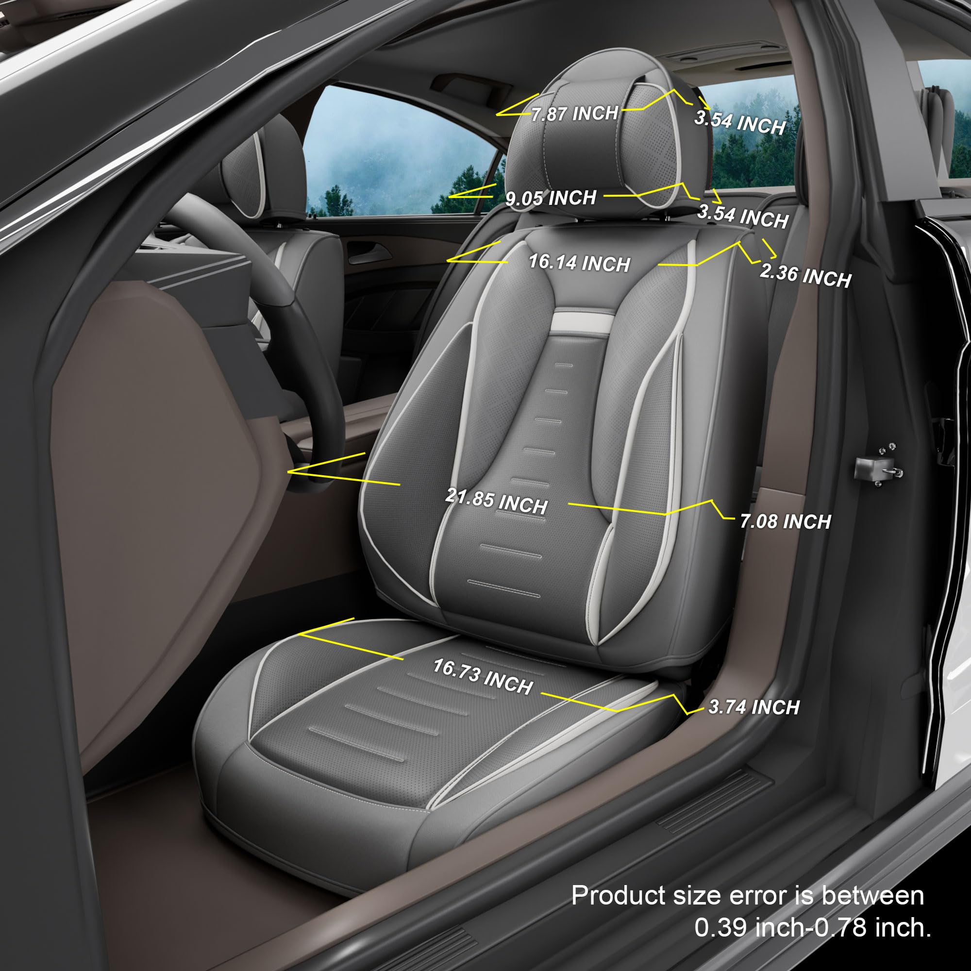 5PCS Angel Wings Front and Back Car Seat Covers Auto Interior Accessories with Water Proof Nappa Leather for — view 4