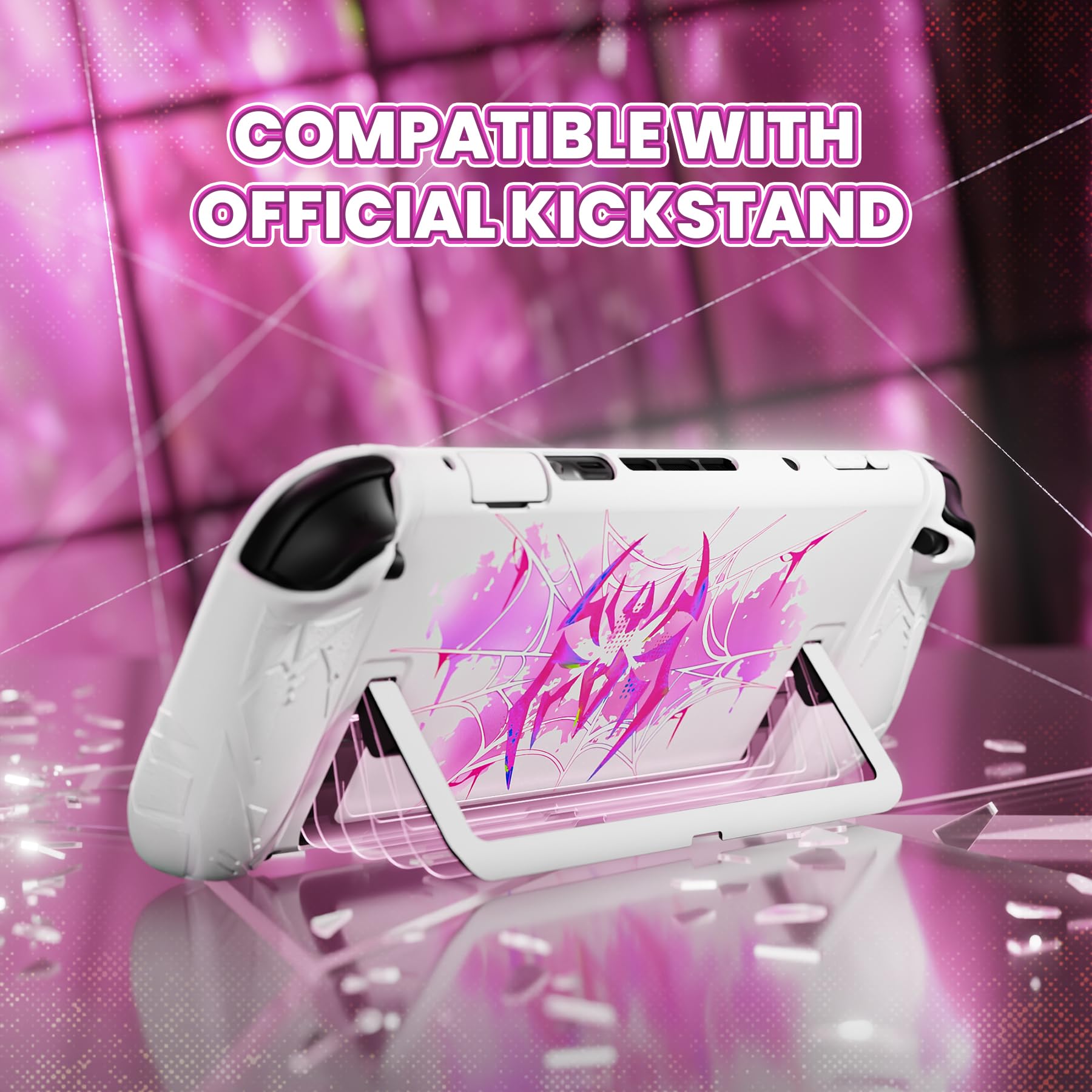 playvital pour Switch 2 Coque avec Housse Grip en Silicone pour Joycon & Capuchon Joystick & Autocollant,Protection Accessoires pour Nintendo Switch 2 Case,Étui Rigide Dockable-Blanc - 4