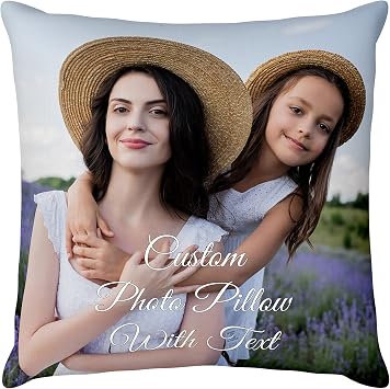 Custom Photo Pillow Cases | Personalized Decorative 16x16 Throw Pillow Cover w / Any Picture Box | Throw Pillowcases - Decorative Cushion Cover for Couch or Sofa - Photo Gifts Personalized