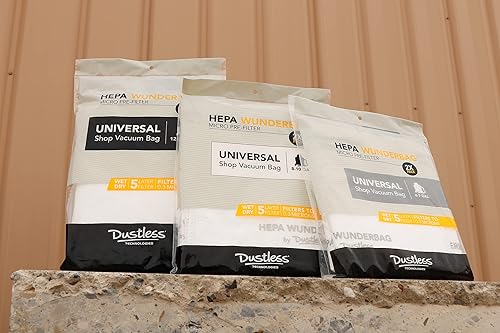 Miniatura 3 de HEPA Dustless Technologies - Bolsas de prefiltro universales de alta capacidad para aspiradoras húmedas y secas, paquete de 2, para contratistas,