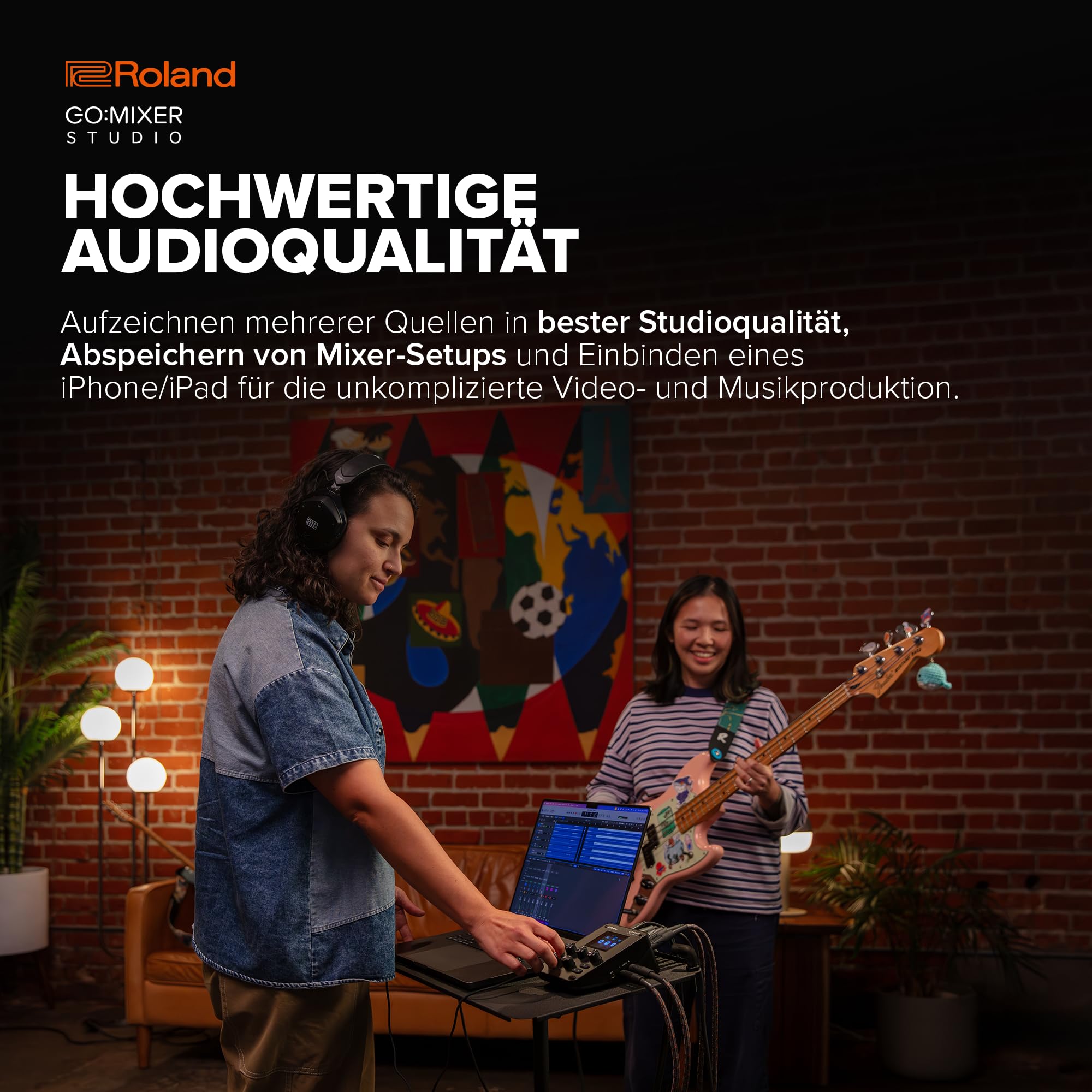 Roland GO:MIXER STUDIO | Tragbarer Mehrkanal-Mixer und Audio-Interface | Perfekt für Content-Produzenten und Musiker | Sound in Studioqualität | Integrierte Effekte | Erweiterte I/O-Funktionen