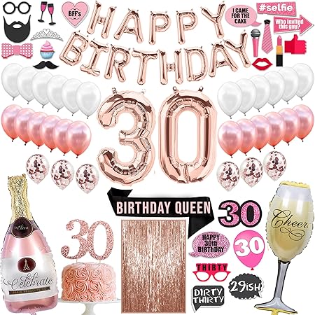Amazon おもしろ 30歳の誕生日デコレーション 75ピース 女性用 30歳の誕生日のデコレーション 30歳の誕生日のギフト 女性への30歳の 誕生日のギフト 汚い30歳の誕生日のデコレーションに バルーン30個 風船 バルーン おもちゃ