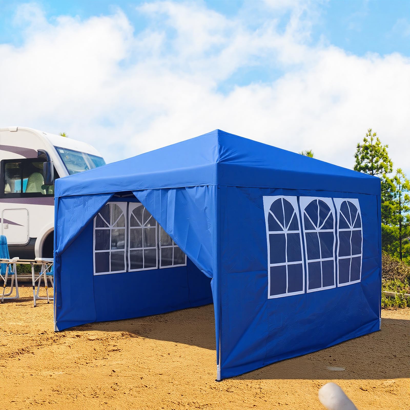 Pop Up Gazebo With Four Sides, 2x2m, 2.5x2.5m, 3x3m, Metal Frame Outdoor Party Shelter Tent, With Windows, Carry Bag (Blue, 2.5mx2.5m)
