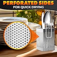Vista 8 de Cesta para palillos para lavavajillas, 2.75 x 2.75 x 3.93 pulgadas, soporte para utensilios de acero inoxidable, resistente al óxido para cesta