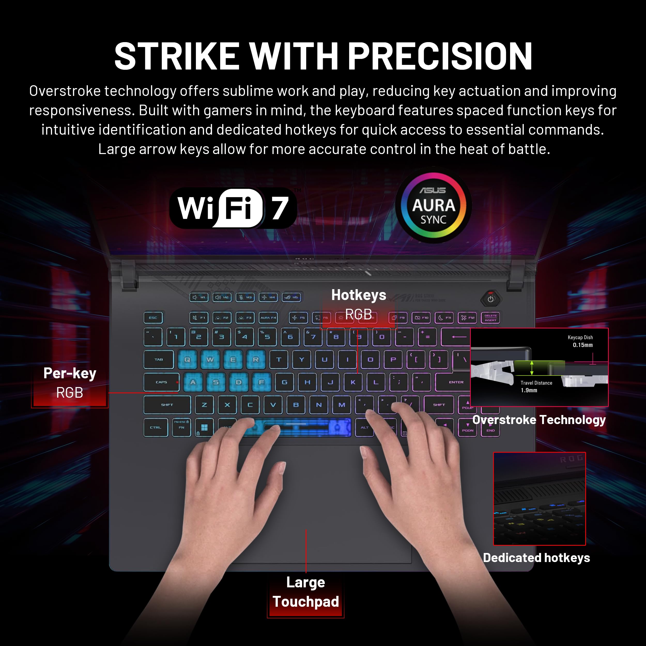 ASUS ROG Strix G16 16'' WUXGA 165Hz Gaming Laptop, Intel Core i7-14650HX, NVIDIA GeForce RTX 5060, tastiera retroilluminata RGB, 32GB DDR5 RAM, 3TB Storage (2TB SSD e 1TB Docking Station), Win 11 Pro