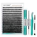 GEMERRY Fluffy Lash Extension Kit Thick Lash Clusters Kit Eyelash Clusters 280Pcs D Curl Eyelash Extension Kit With Lash Bond and Seal, Lash Tweezers, DIY Lash Extension(100P-10-18mm)