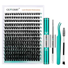 GEMERRY Fluffy Lash Extension Kit Thick Lash Clusters Kit Eyelash Clusters 280Pcs D Curl Eyelash Extension Kit With Lash Bond and Seal, Lash Tweezers, DIY Lash Extension(100P-10-18mm)