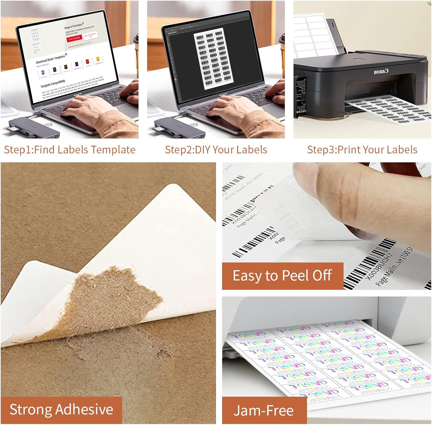 1" x 2 5/8" (500 Sheets) Address Labels, Labels Sticker Paper for Laser/Ink Jet Printer, Printable and Writable White Sticker Labels- Matte, 30 per Page Labels (Total 15000 Labels)
