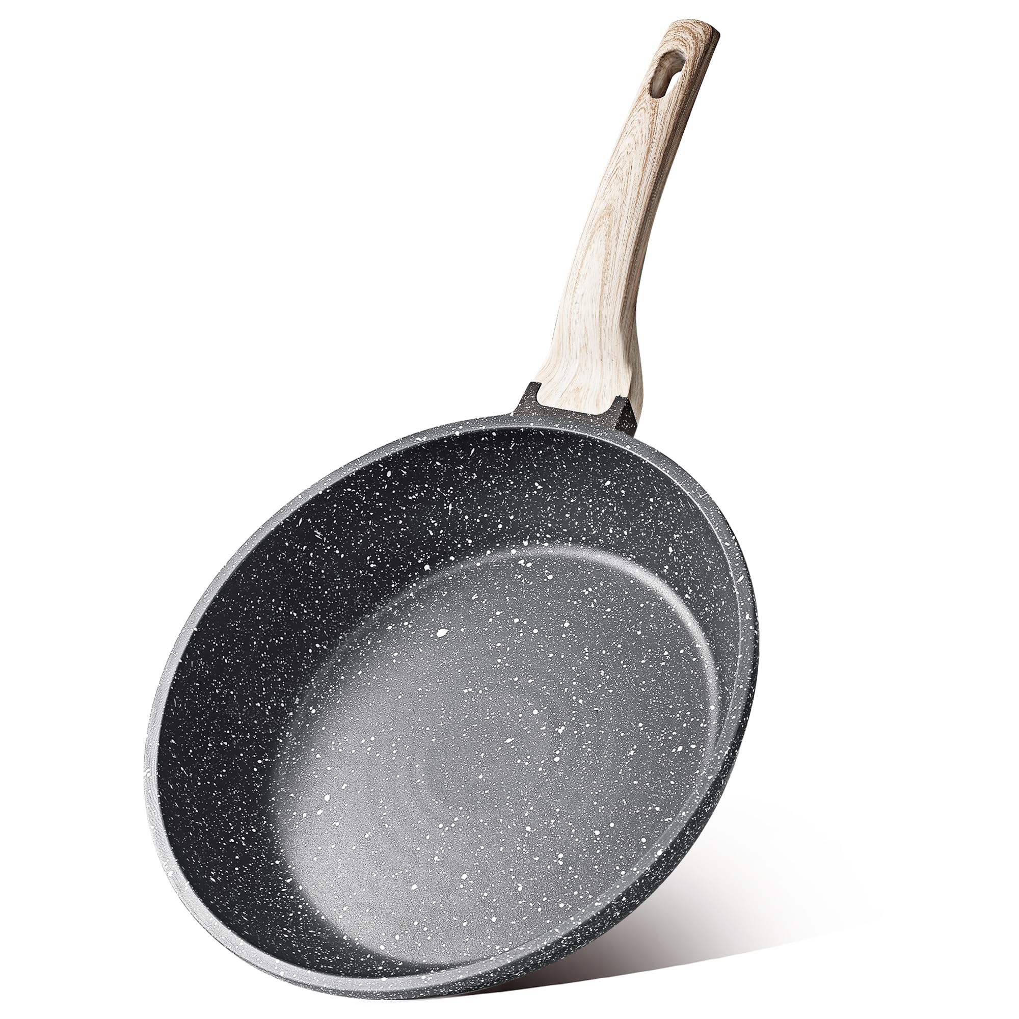 CAROTE Cookware Frying Pan, Marble-Effect Coating Frying Pans Non Stick with Heat-Resistant Handle,Cookware Omelet Pan for Induction, Electric and Gas Hob, PFOS & PFOA Free (28cm)