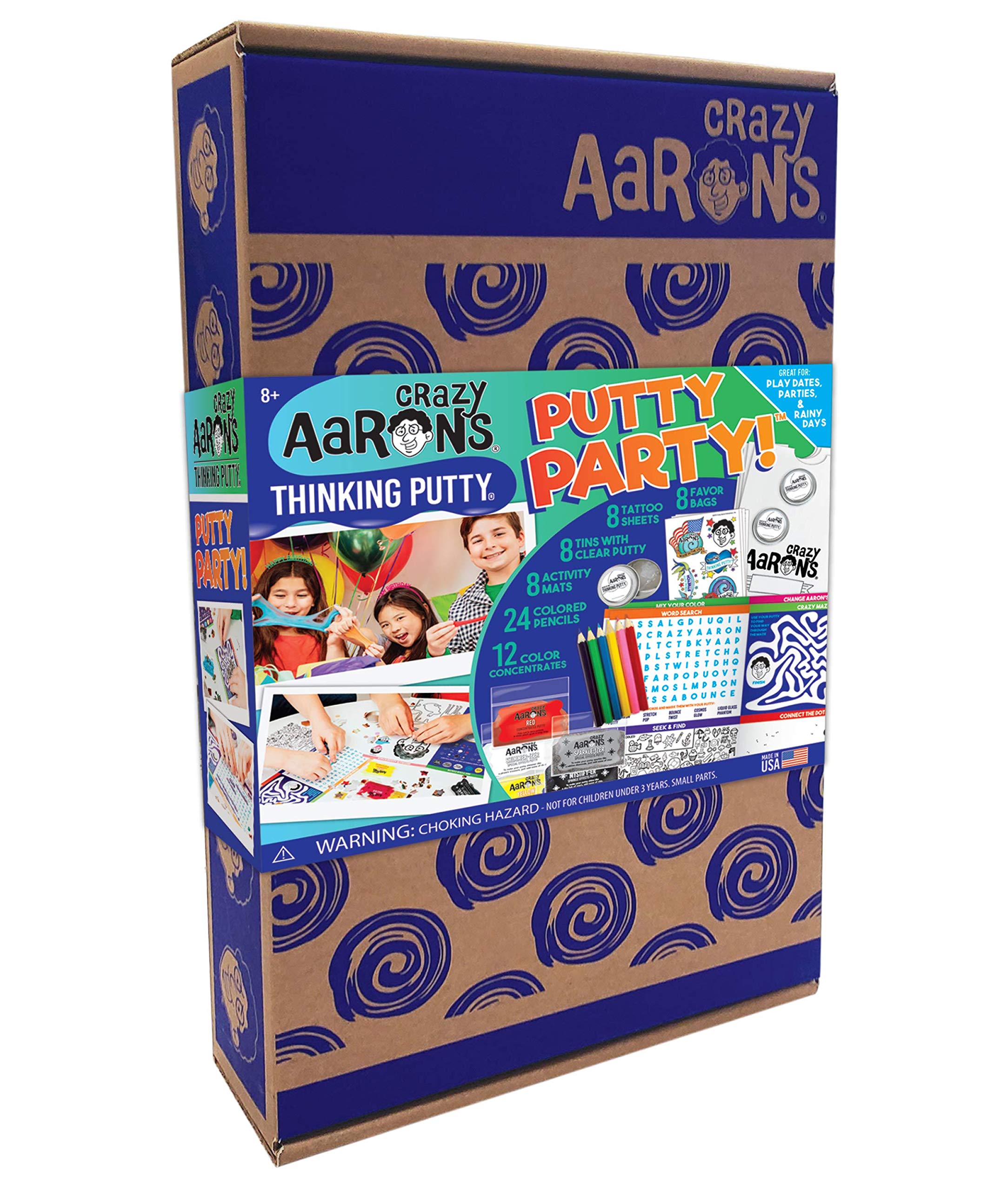 Crazy Aaron's Putty Party Gift Activity Set - 8 Putty Mixing Tins and 12 Concentrates - 68 Piece Put