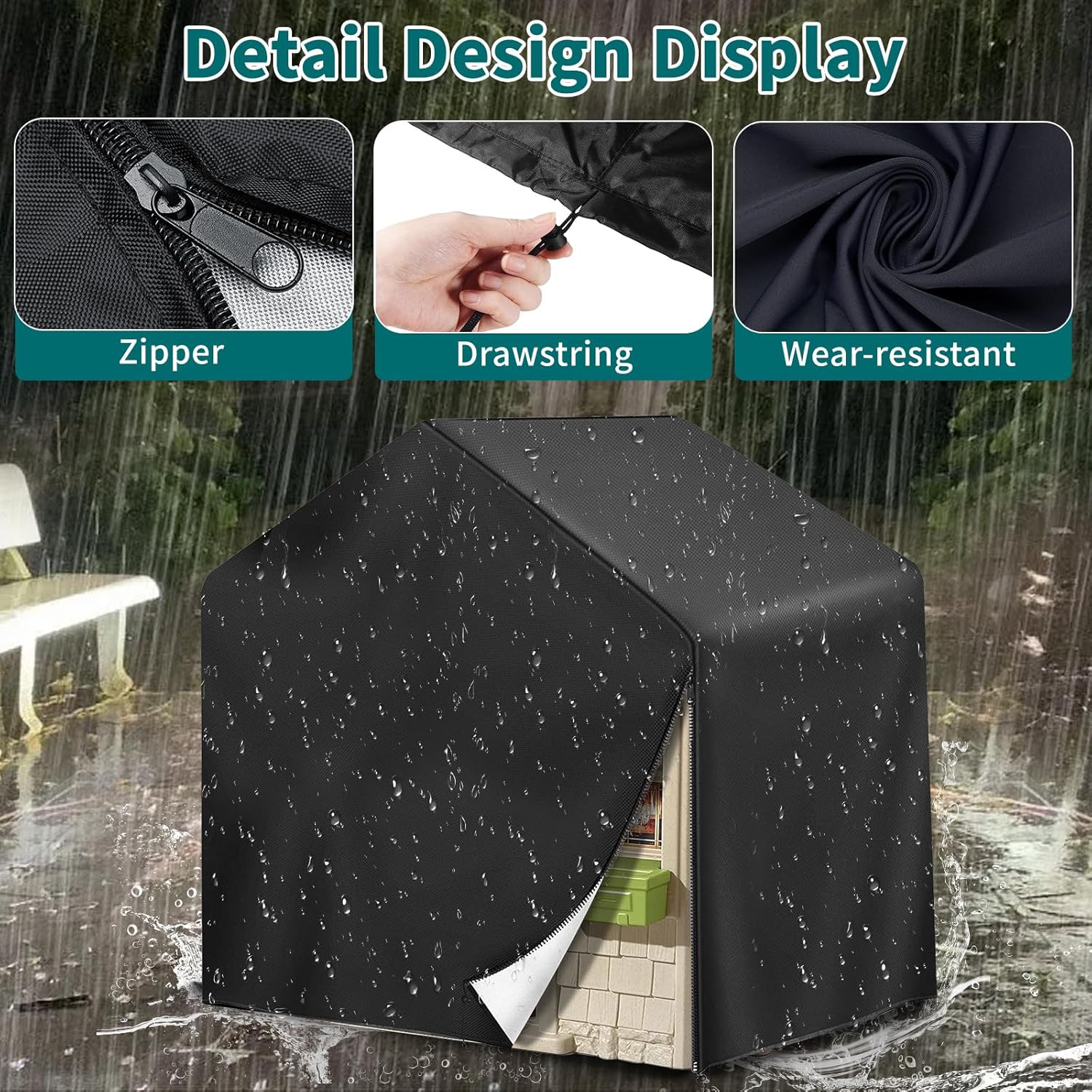 Playhouse Cover, 420D Oxford Outdoor Playhouse Covers 51"L x 59"W x 58"H Waterproof UV-Proof and Dust-Proof, Cover for Outdoor Kids Playhouse