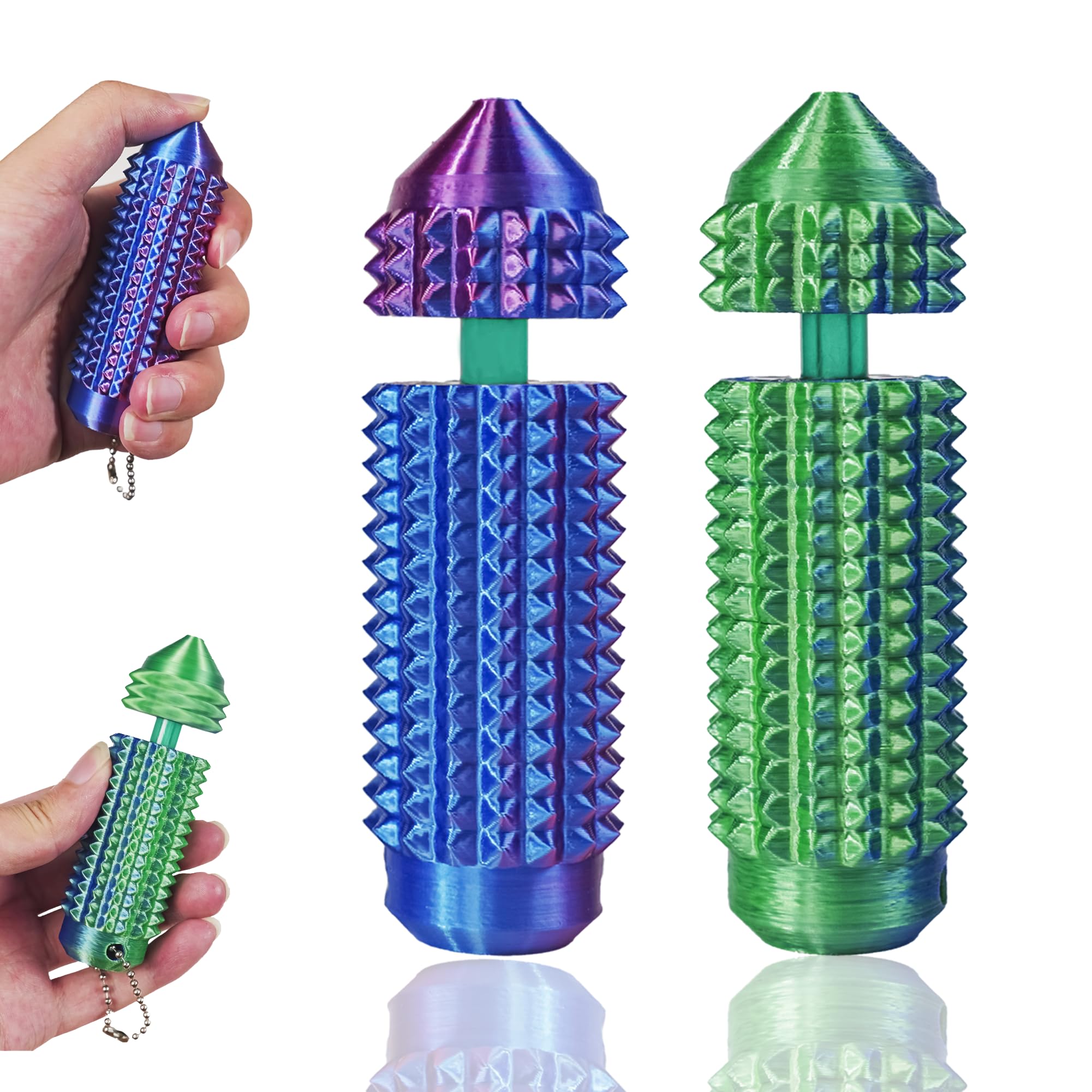 SnapMorph3.1 Little Ouchies Fidget Toys - Long-Lasting Spinning Pain Stim Toy for Anxiety &amp; Stress Relief, Fidget Toys for Adults Teens, Pain Relief Fidget Tool,2PCS Green+Purple