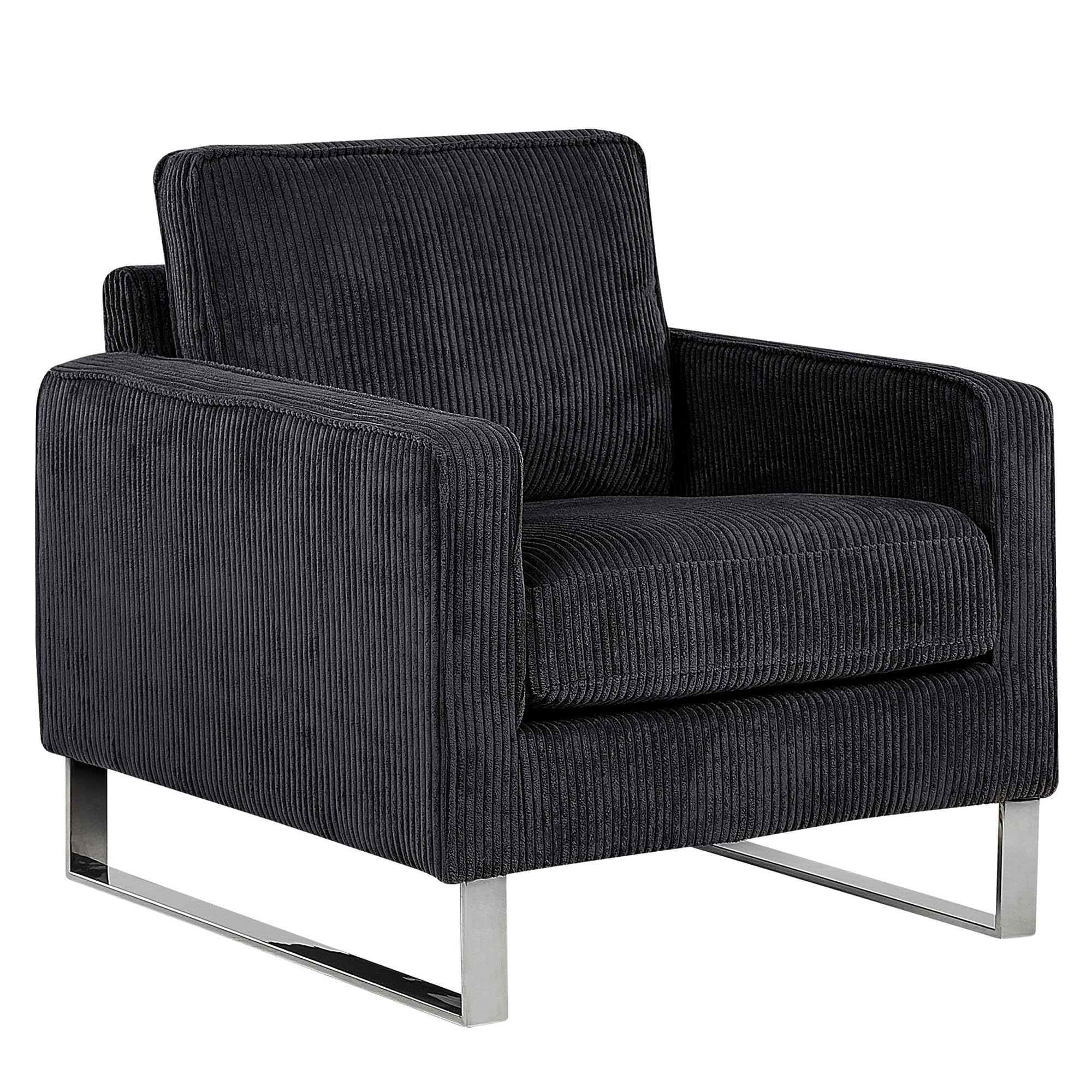Beliani Retro Sessel Cord Füße aus Edelstahl schwarz Vind