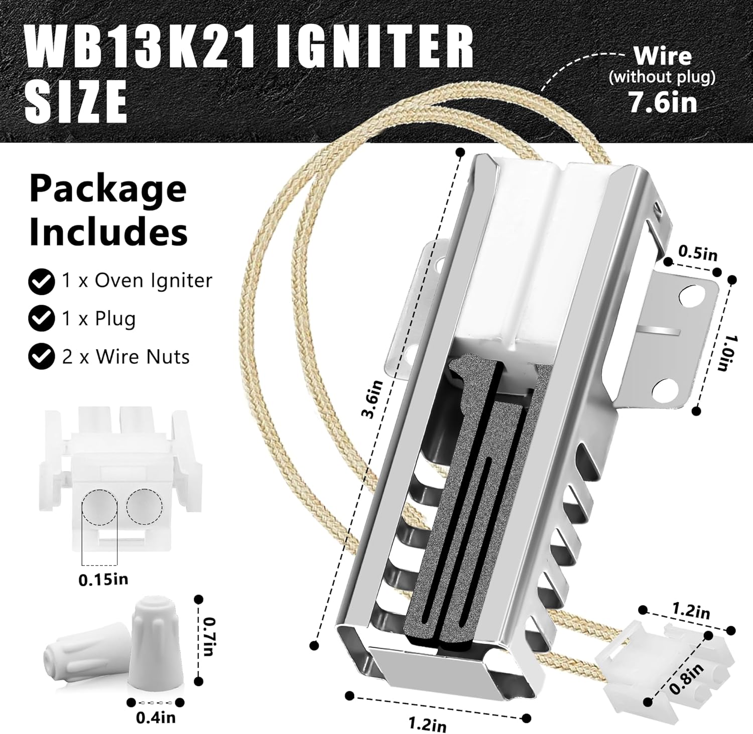 WB13K21 xl44 Gas Oven Igniter Replacement Fit for G-E xl44 Sam-sung Hot-point Ken-more Gas Range, Universal Oven Igniter Replaces DG94-00520A IG9998 WB13T10045 WB13K10026 Norton 501a by Fetechmate
