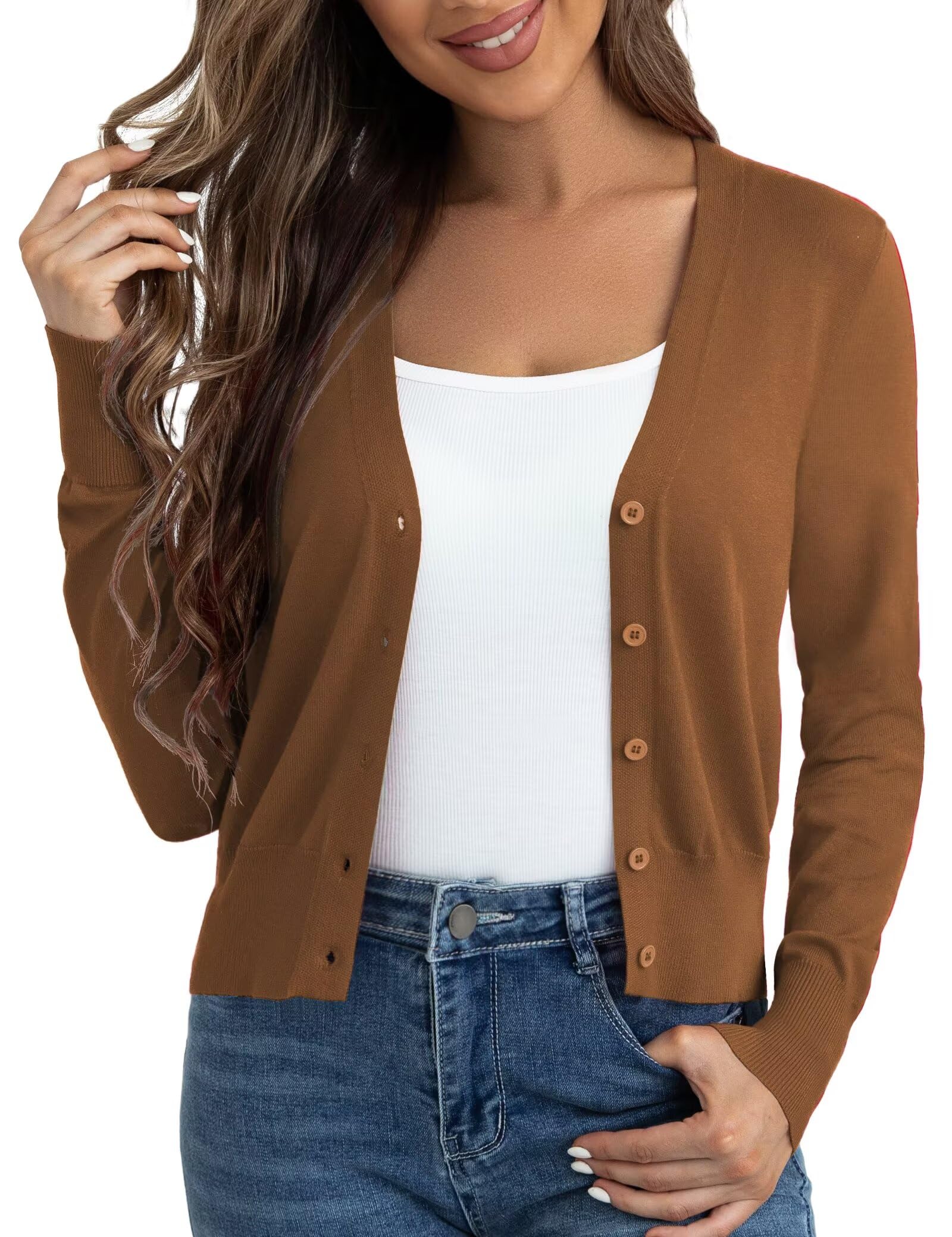 Ahlaray Women's Cropped Cardigans Sweaters Button Down Open Front Bolero Shrugs for Dresses, S-XL