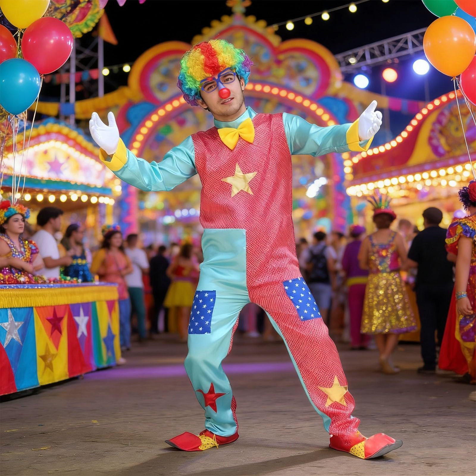 Generisch Clown Kostüm für Erwachsene Comedy Kostüme für Halloween, Karneval und Kostümpartys Breathable Geburtstag Faschingskostüme