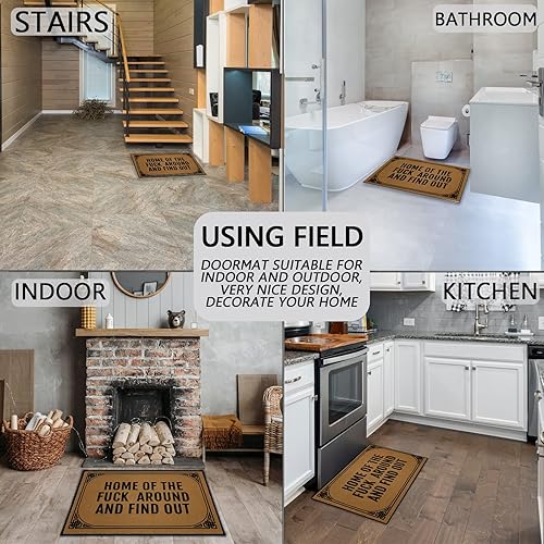 Miniatura 7 de Shelinh Home of The Fuck Around and Find Out - Felpudo personalizado divertido tapete de bienvenida antideslizante para interiores de 31.5 x 20