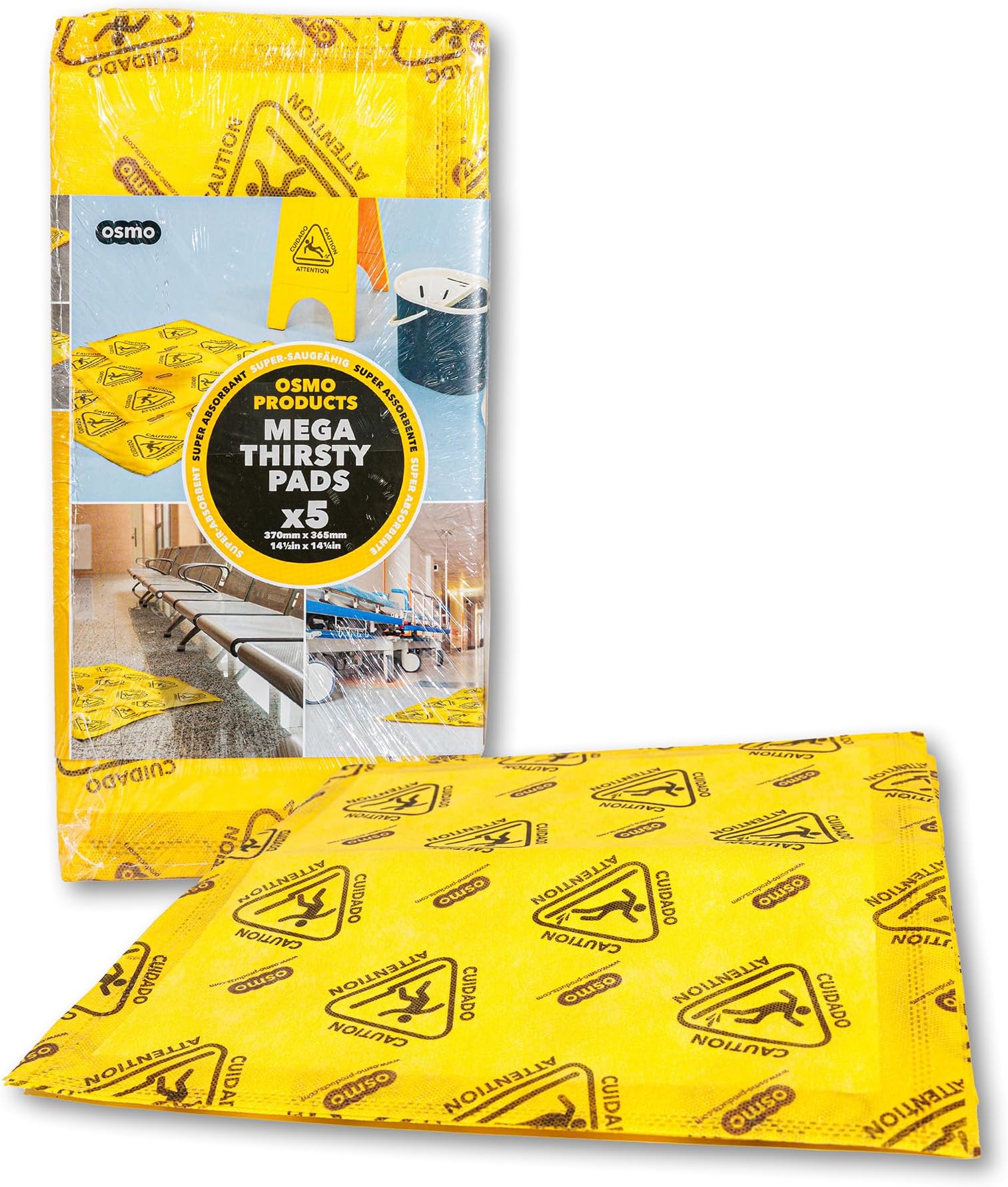 Osmo Mega Thirsty Pads - Disposable Super-Absorbent Pads, Soak Up Leaks and Spills Each Pad Absorbs up to 4 litres, 37cm x 36cm, Pack of 5
