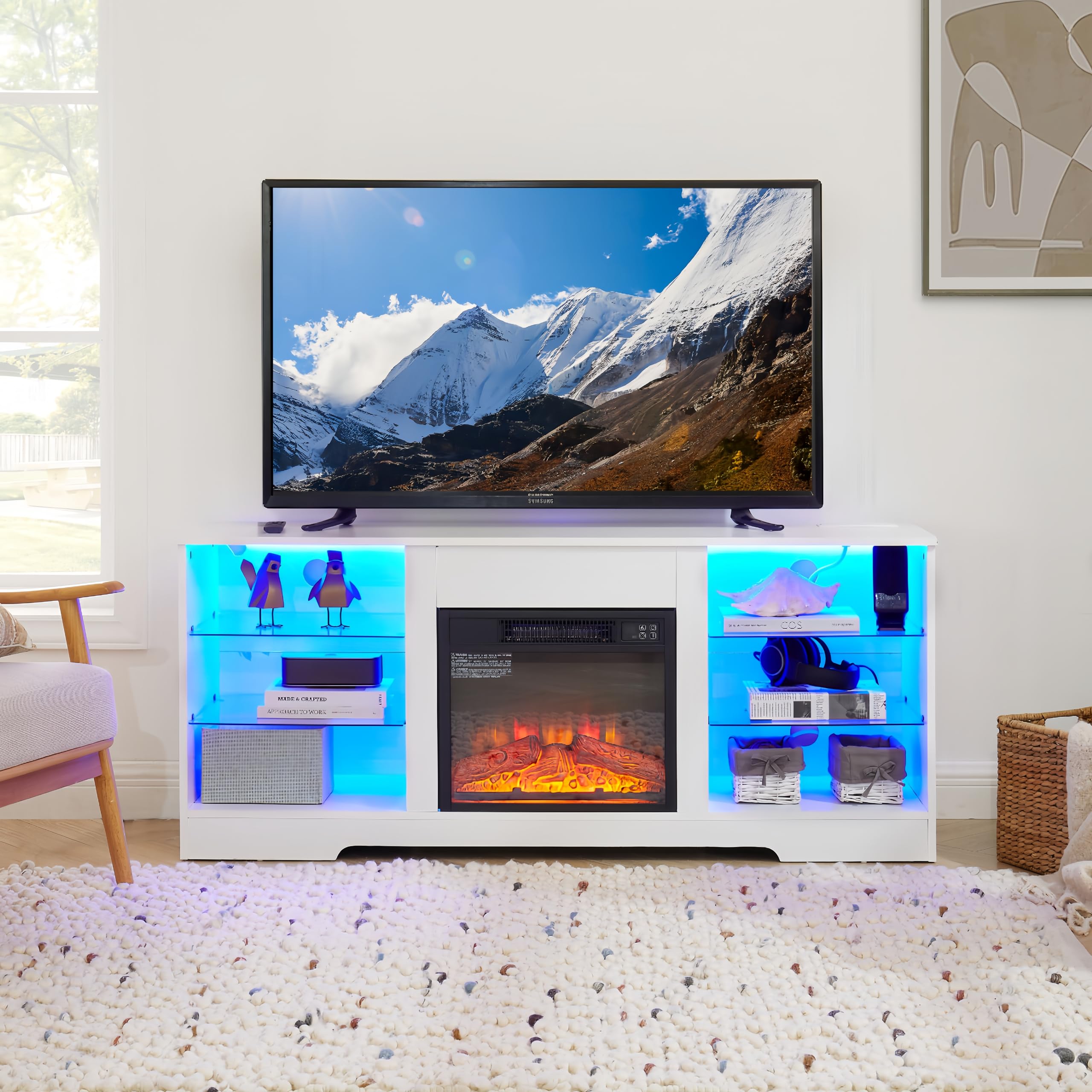 TBCOPTO Fireplace TV Stand with 18