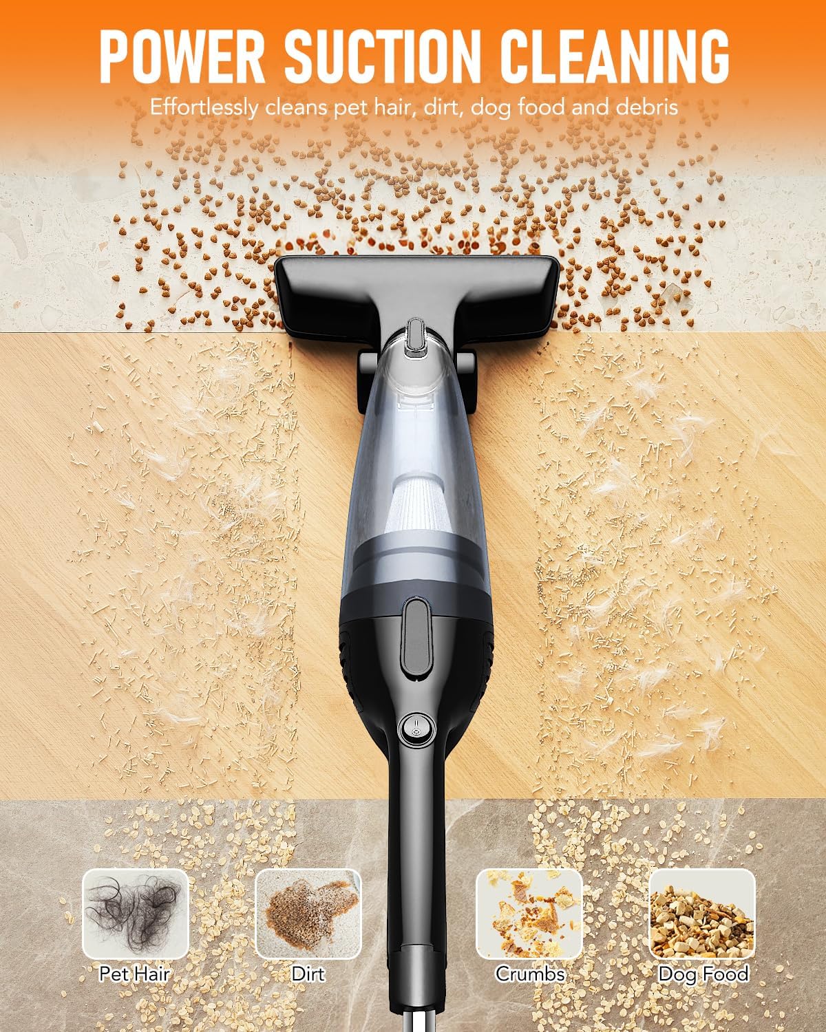 Corded Stick Vacuum Cleaner – 15000Pa Strong Suction 600W Motor, Ultra-Light 3 lbs Design for Pet Hair, Hard Floors & Low-Pile Rugs | Includes Crevice Tool, 1L Dust Cup, 16.7ft Cord (Black) - Image 2