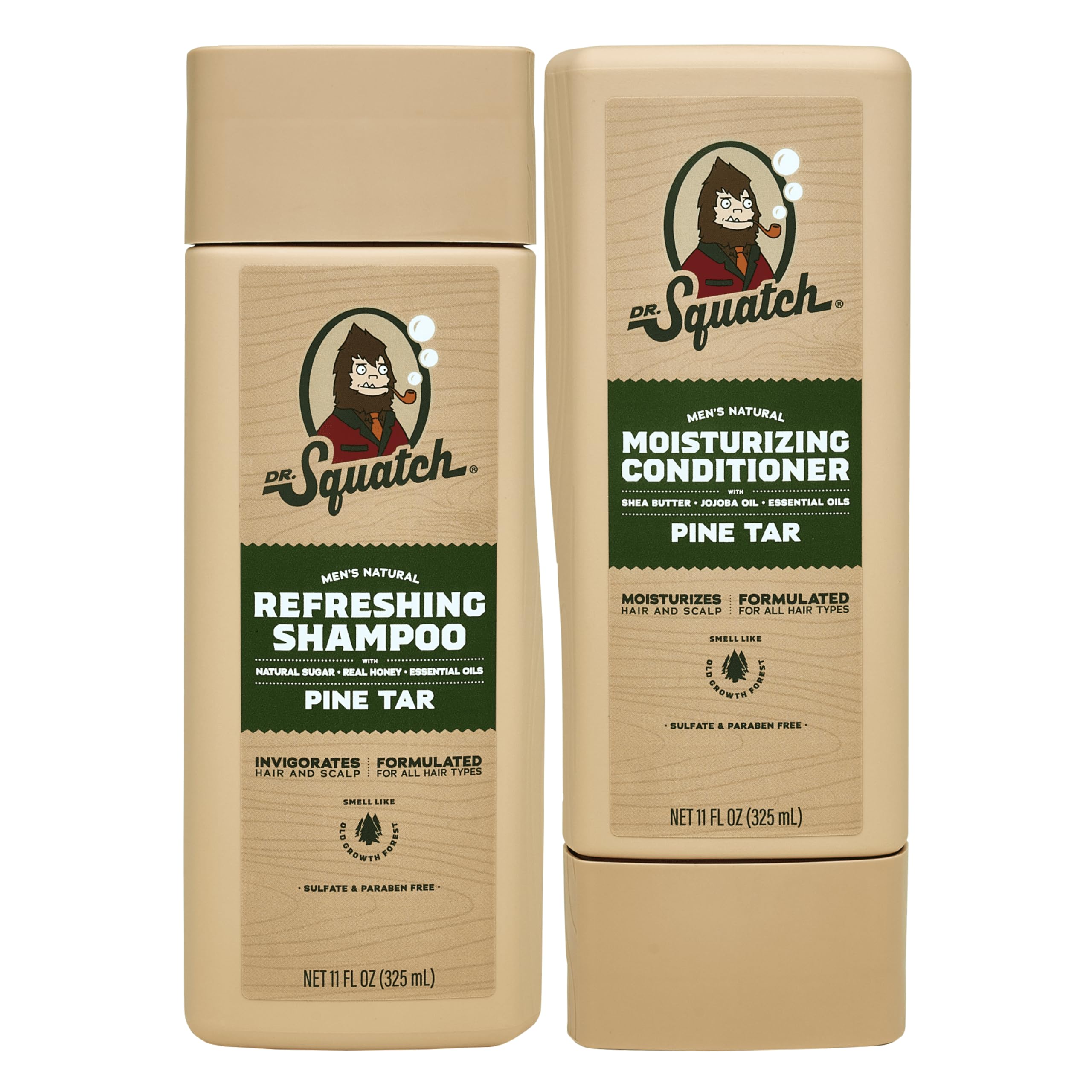 Natural Men's Shampoo and Conditioner Set - Healthy, Full Looking Hair - Pine Tar Natural Shampoo and Conditioner for Men (11 fl oz, 2-Pack)