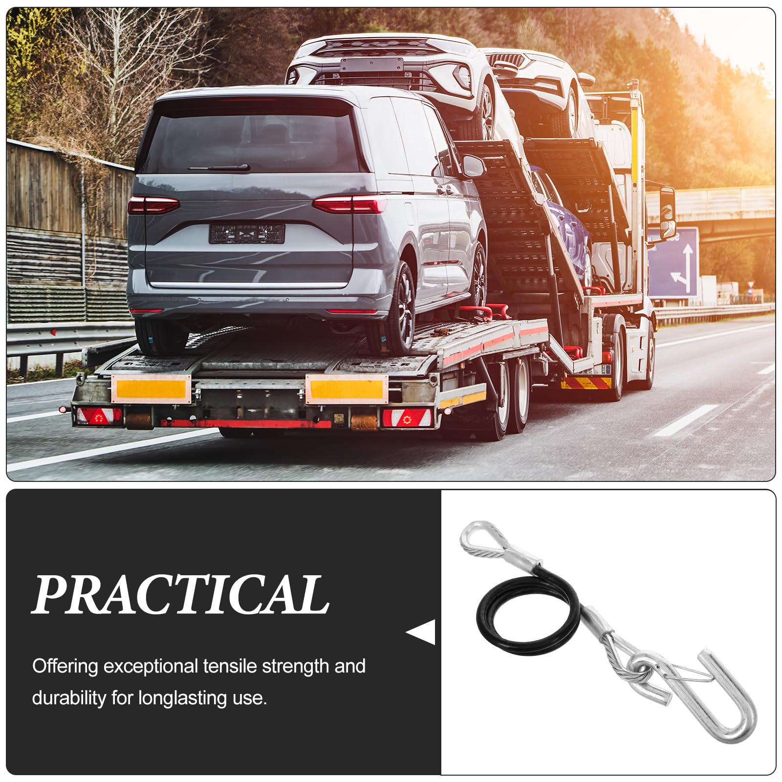 Trailer Sicherheitsseil aus Federstahl mit Haken für Anhänger Suvs Atvs und Traktoren Einfache Installation und Robuste Konstruktion