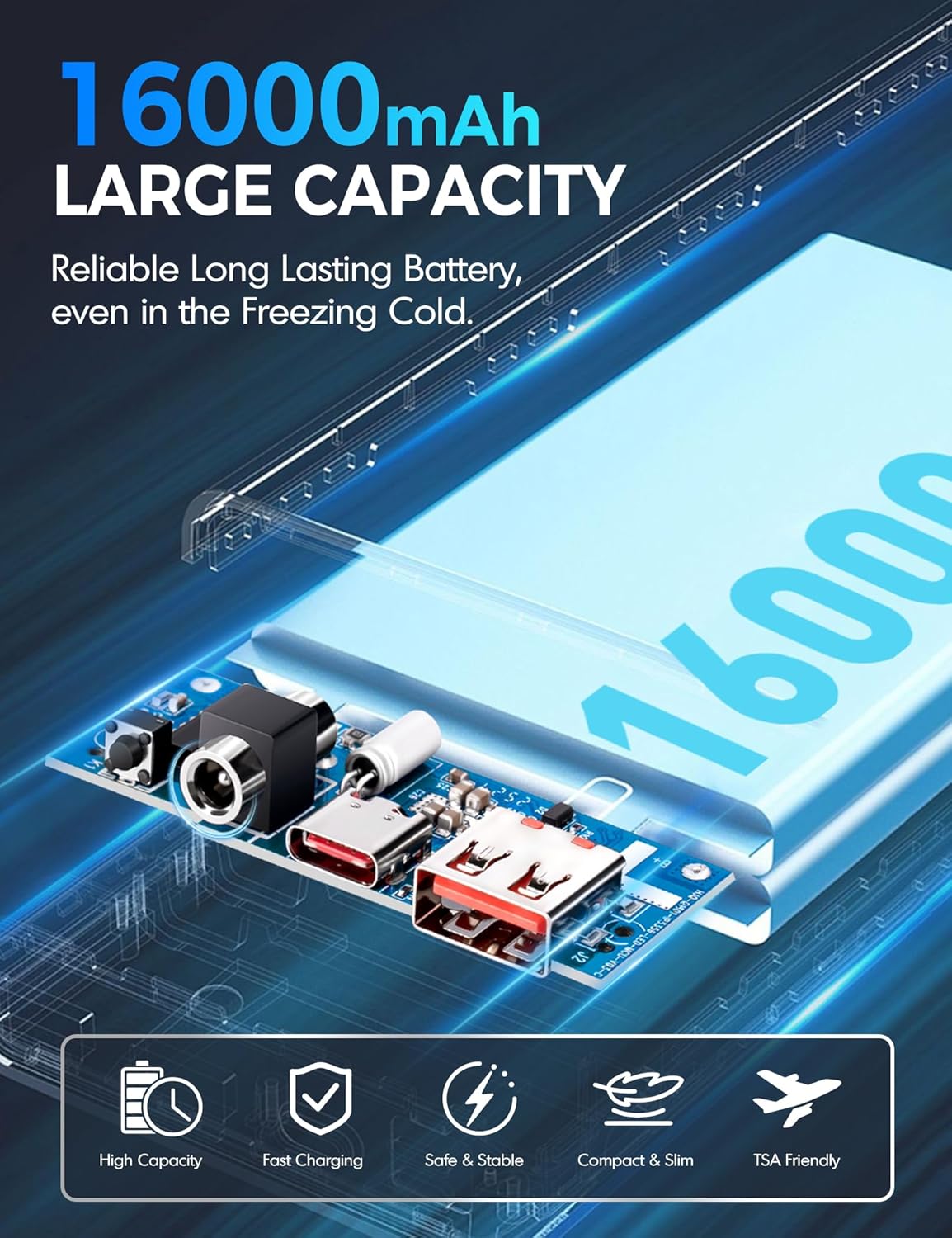 Men Heated Vest with Battery Pack Included, Fleece Electric Heating Vests 15-Zone Warming for Winter 7.4V, L