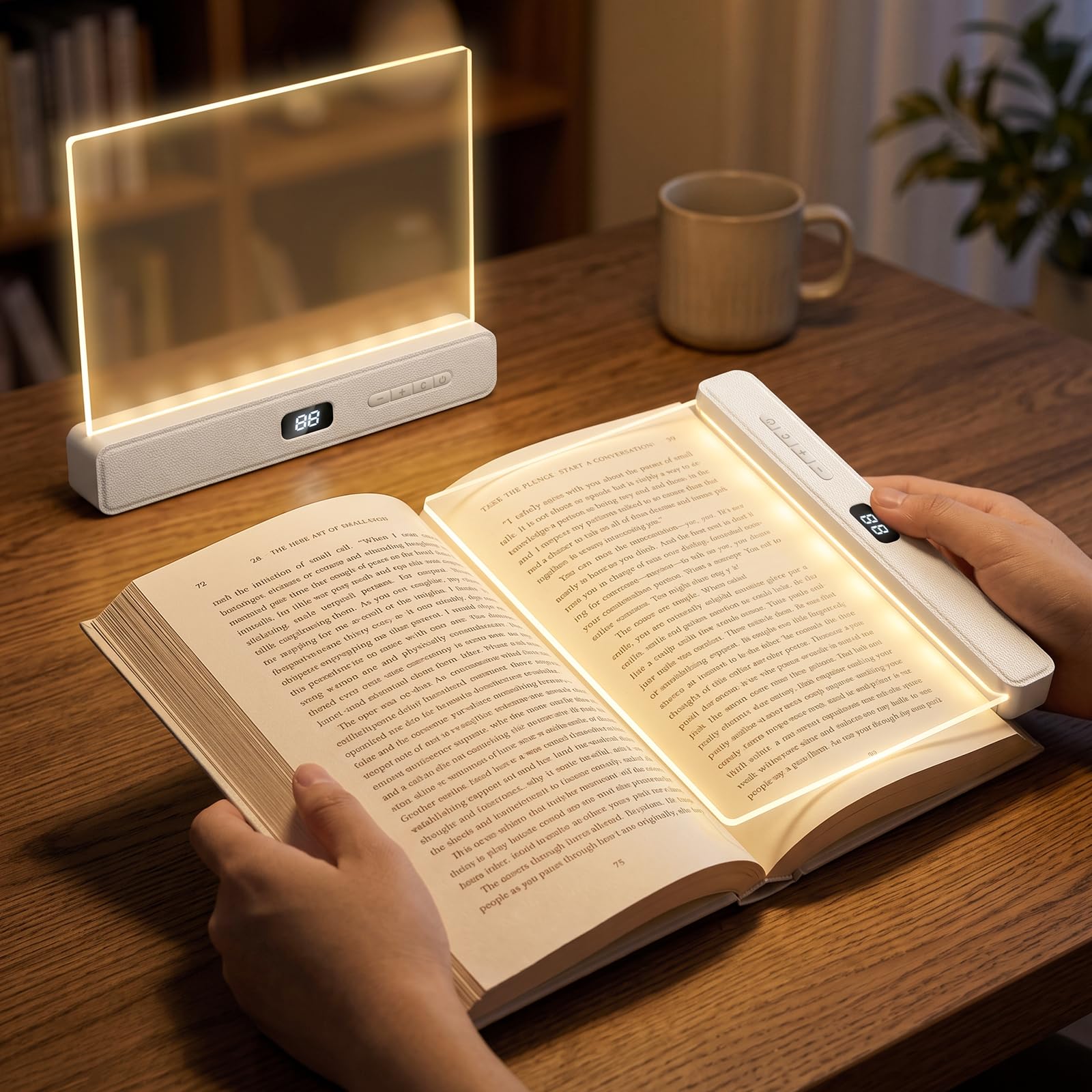 Flat Book Light, Reading Lights for Books in Bed, Panel Book Lamp Reading Night Light, Eye Protection Clear LED Book Full Page Light, Battery Powered, Flat LED Light Panel for Reading in Bed Car