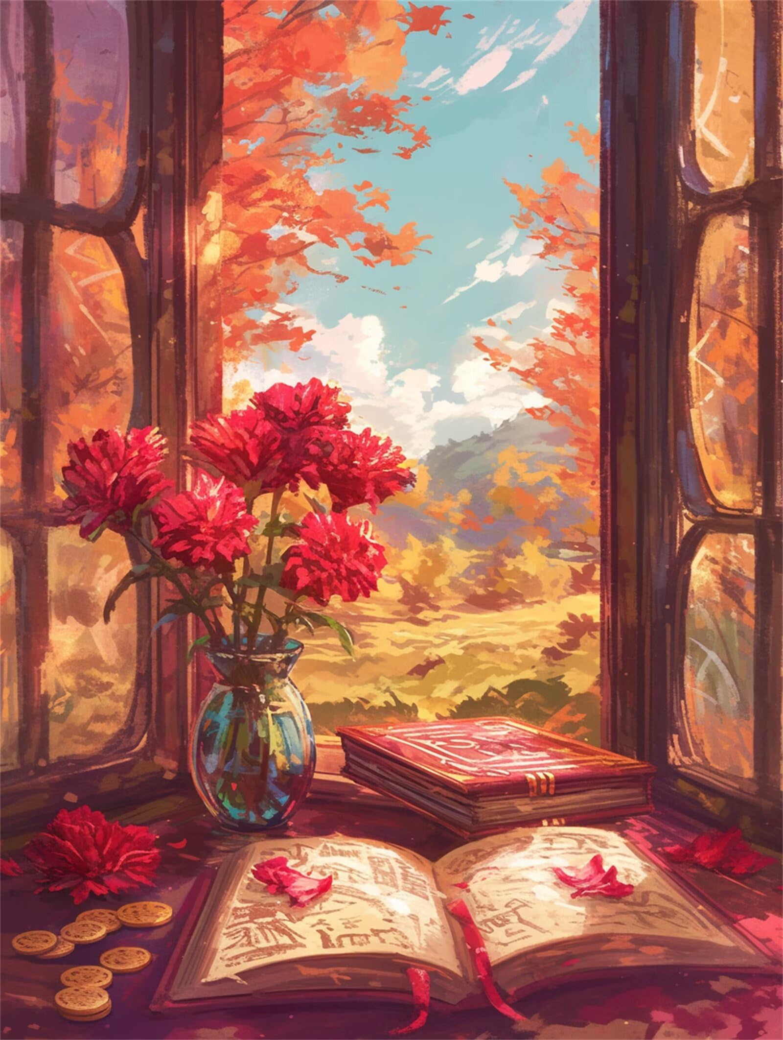 Puzzle 5000 sztuk jesiennych goździków, puzzle dla dorosłych 5000 elementów, stymulujące łamigłówki, gry logiczne dla całej rodziny, prezent dla miłości i przyjaciela 156 x 105 cm