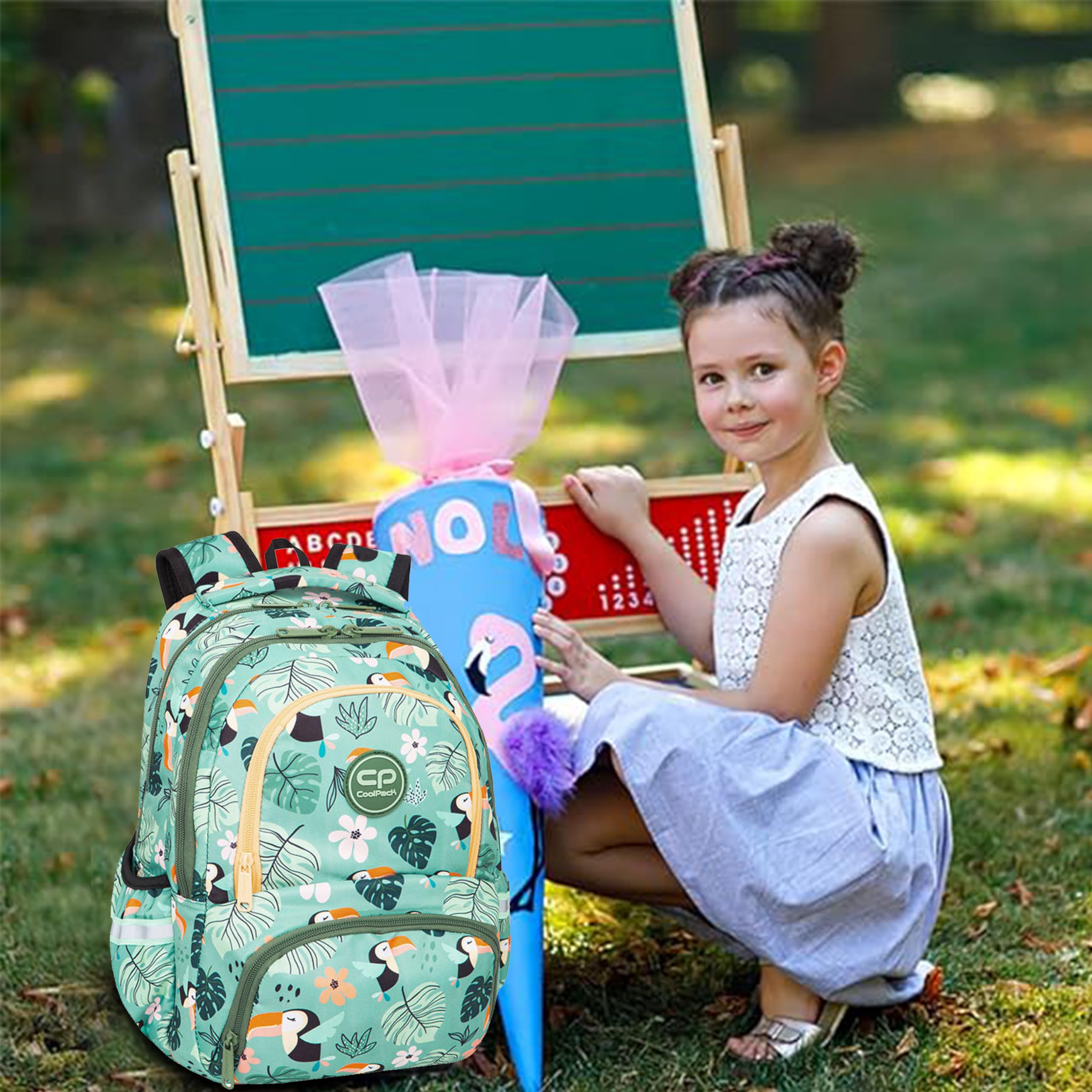 COIL Mochila 3W1 Toucan Escolar Niño clase 1-3 3 compartimentos, mochila, estuche, bolsa de zapatos, 21 litros, carbón, Equipo escolar