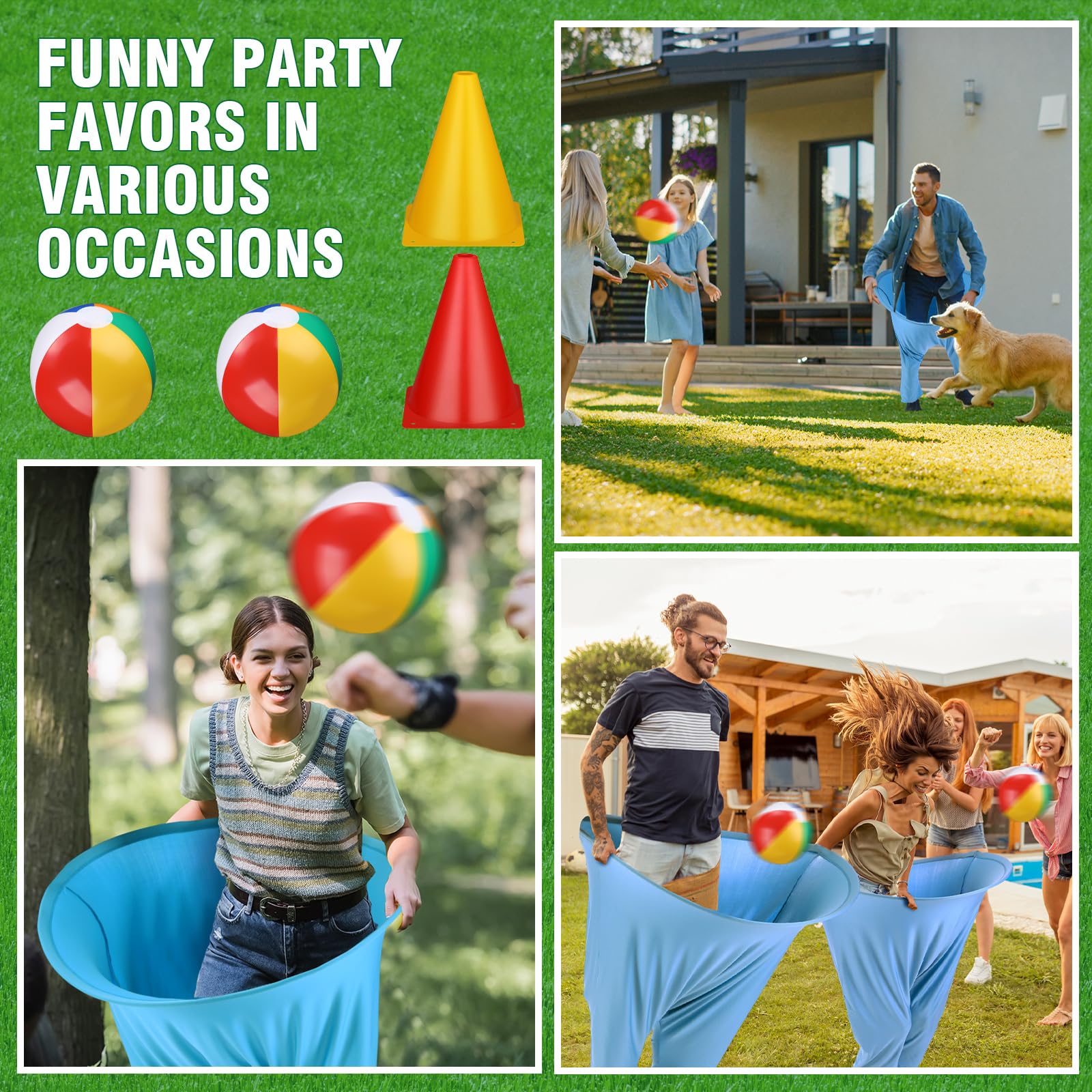 Granny Pants Outdoor-Spielsets enthalten 2 freaky Spiele Hosen mit 8 Hüpfbällen und 2 Markierungshütchen und 1 Luftpumpe, lustige Riesen-Party-Hof-Spiele für Feldtag, Familie, Erwachsene