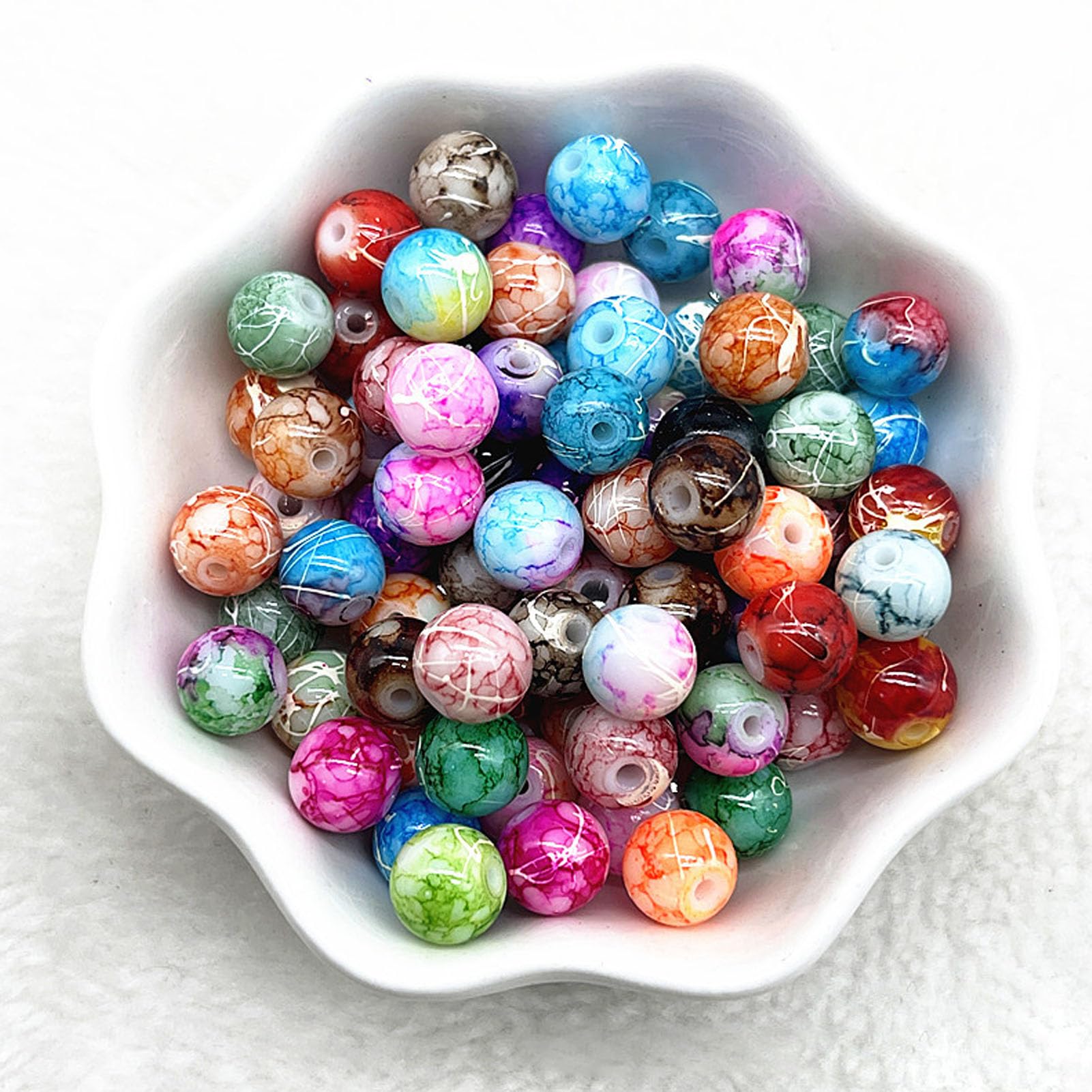 Perles de verre craquelées peintes de 10mm pour réparer et customiser vos vêtements et bijoux