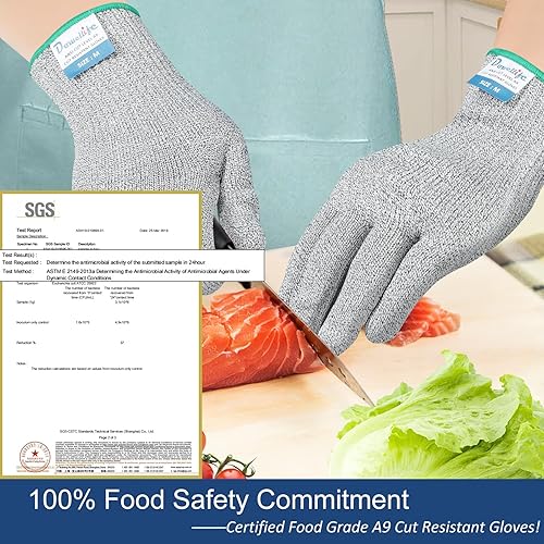 Miniatura 3 de Dowellife Guantes suaves resistentes a los cortes de nivel 9 de grado alimenticio, guantes de seguridad de cocina mixta de alambre de acero para