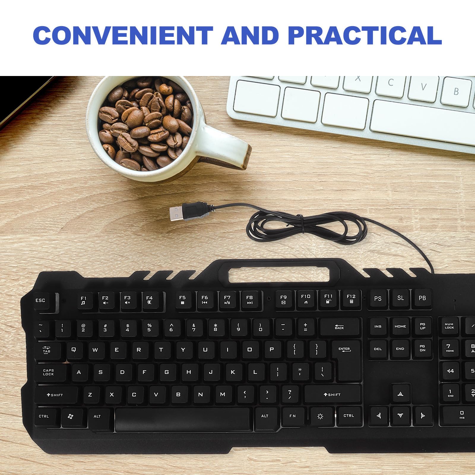 Teclado Mecánico Retroiluminado USB con Ratón, Kit Gaming Negro