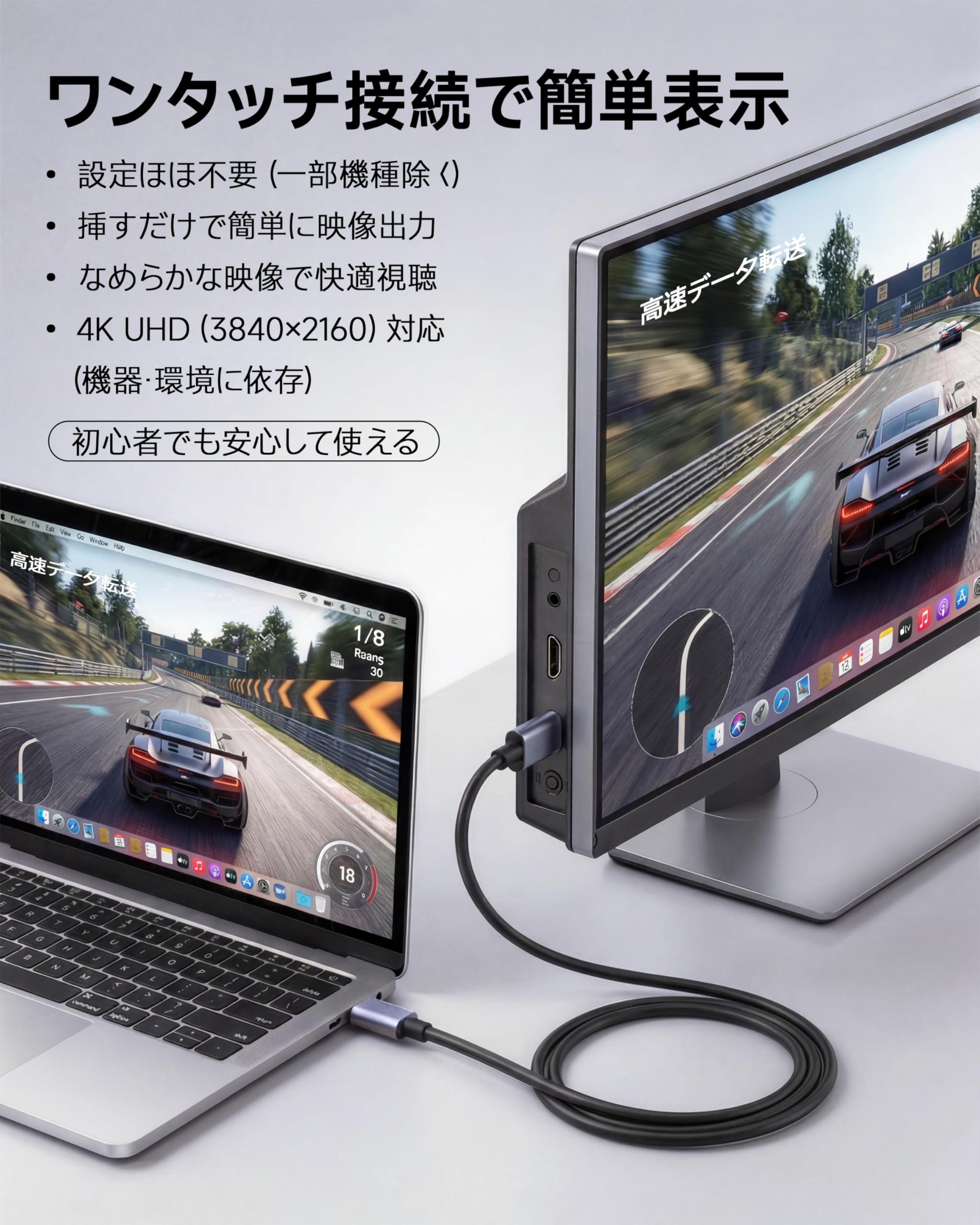 HDMI Type-C to HDMI ケーブル 1.8m【4K 対応 HDR対応/DP Altモード対応機種のみ使用可能】USB CタイプC HDMI変換ケーブル スマホとテレビをつなぐケーブル iPhone 17 Pro Max 17 Pro 17/16/15/MacBook/iPad/スマホType c 3.1接口/ノートPC対応 ゲーム/会議/プレゼン用 高耐久 プラグアンドプレイ - 3