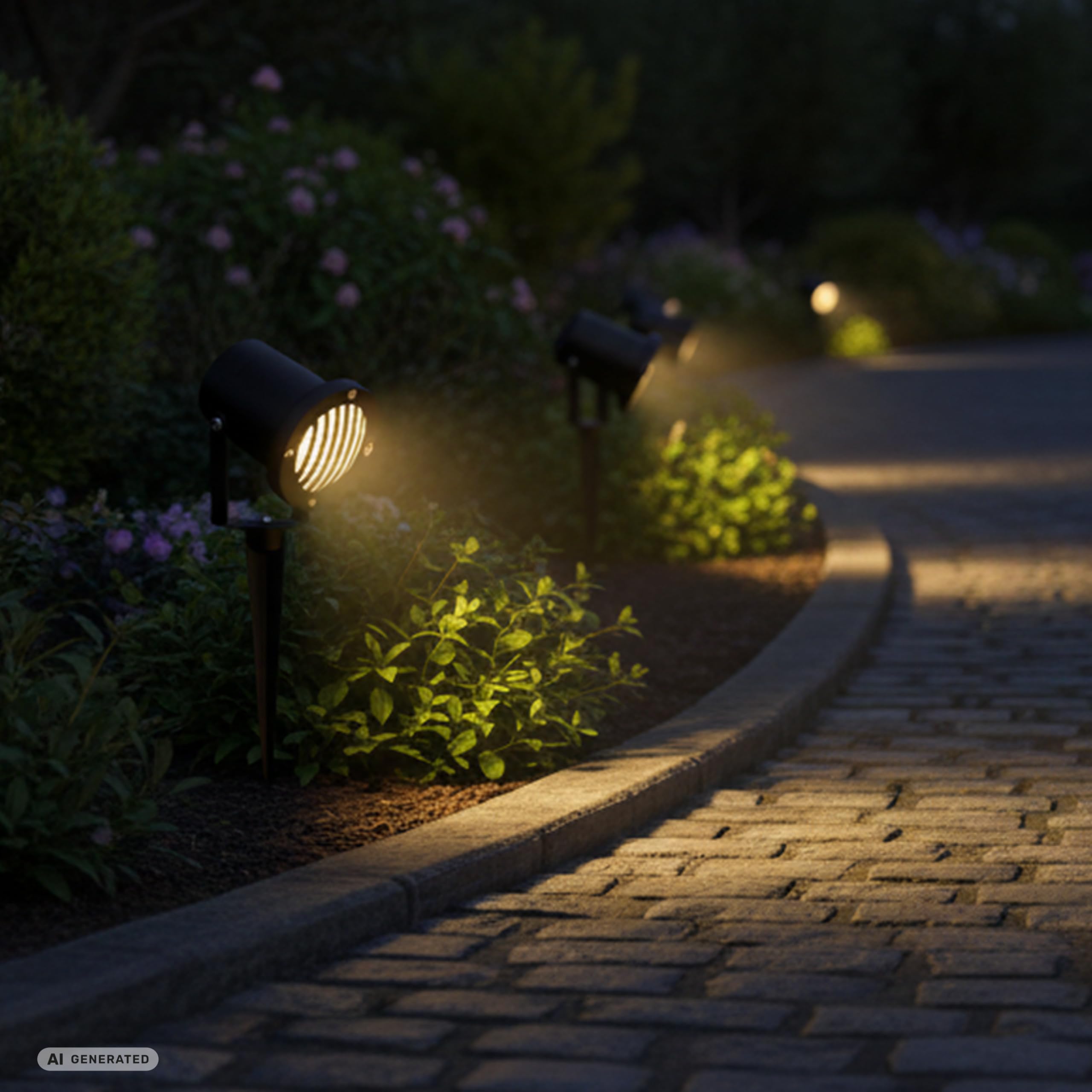 REV Juego de iluminación de jardín (12 luces orientables para senderos, carcasa de aluminio IP65, 230 lm, 3 W, cable de 1,5 m, altura de 32 cm, color negro)
