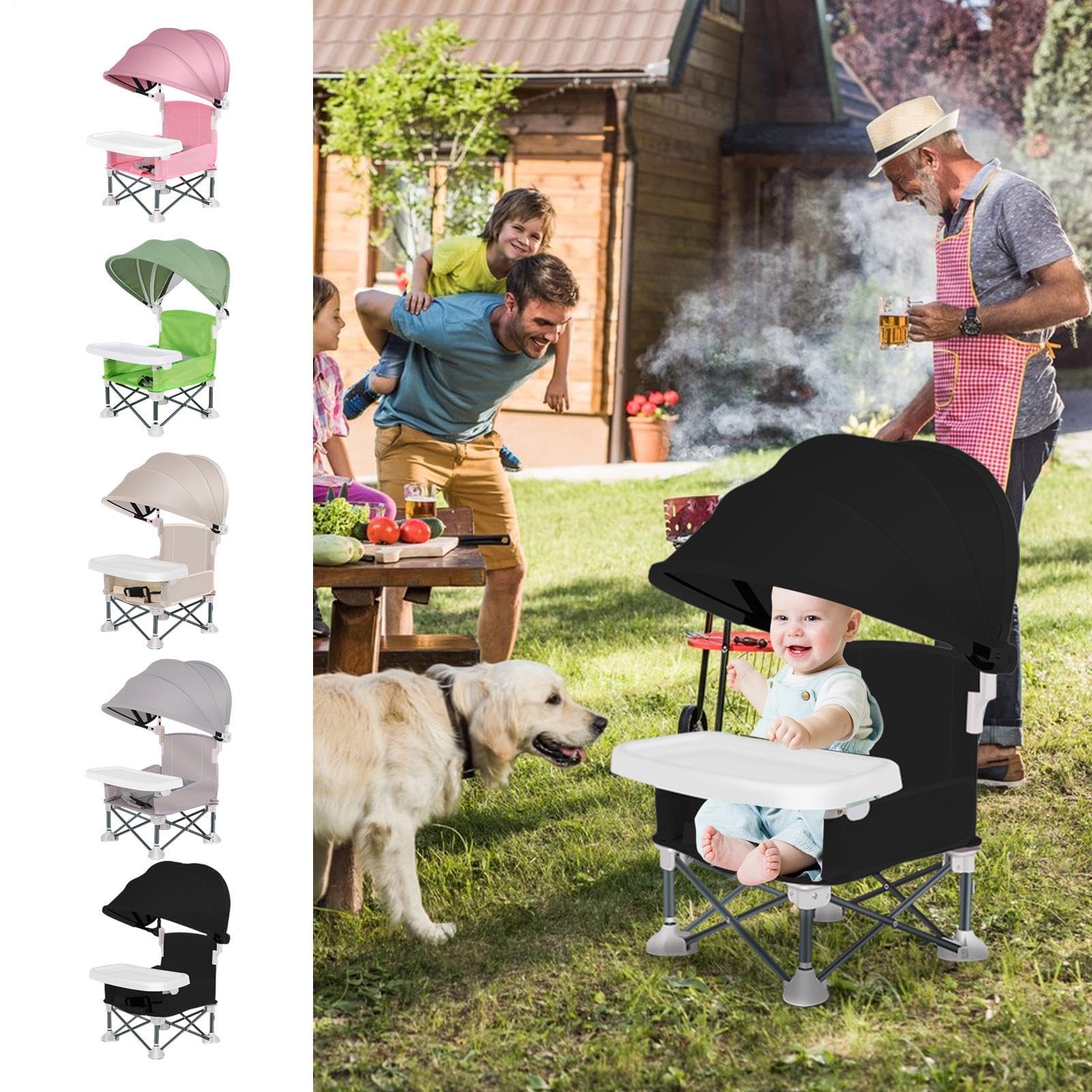 Chaise Portable Pour Bébé Repas Siège De Enfant Avec Plateau Repas | Siège Repas Pliable Avec Pare-Pour Maison Pique-Nique Plage