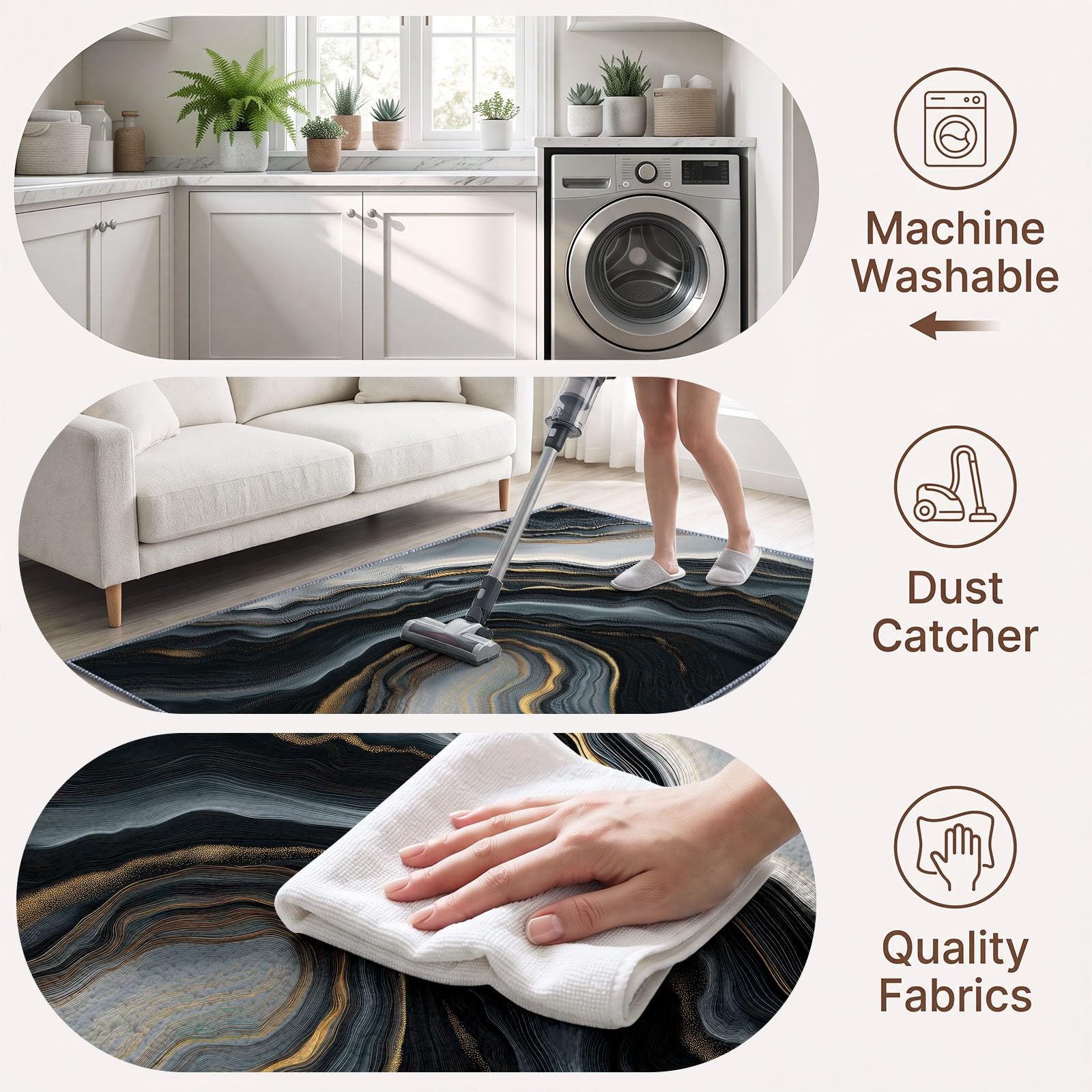 Alfombra de mármol blanco y negro de 140 x 200 cm, alfombra de lujo abstracta lavable para sala de estar, alfombra antideslizante de pelo bajo, alfombra de interior para dormitorio, sala de juegos