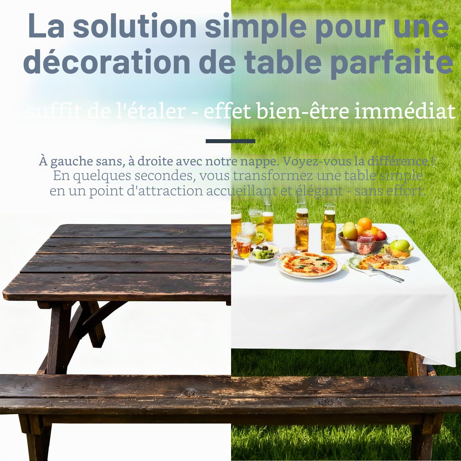 YMHPRIDE Lot de 6 Nappes Blanche Rectangulaire 110 x 260 cm Nappe de Table en Polyester, Anti-Rides Lavable en Machine, pour Table à Bière/Table Pliante, Mariage, Anniversaire, Fête & Banquet