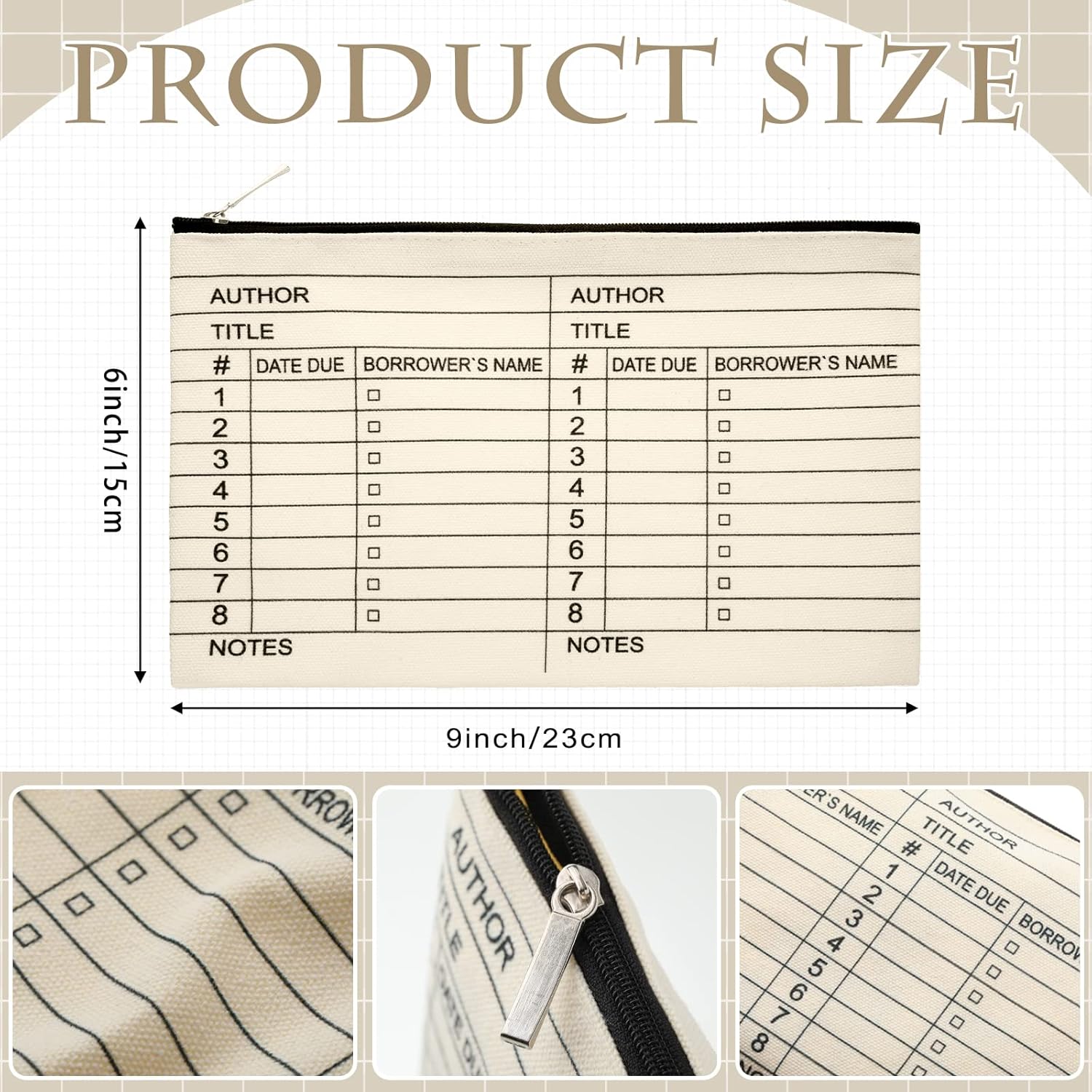 Yinder 2 Pcs Library Card Tote Bag Reusable Library Book Cosmetic Bag for Women Book Lover Librarian Gifts - Image 4