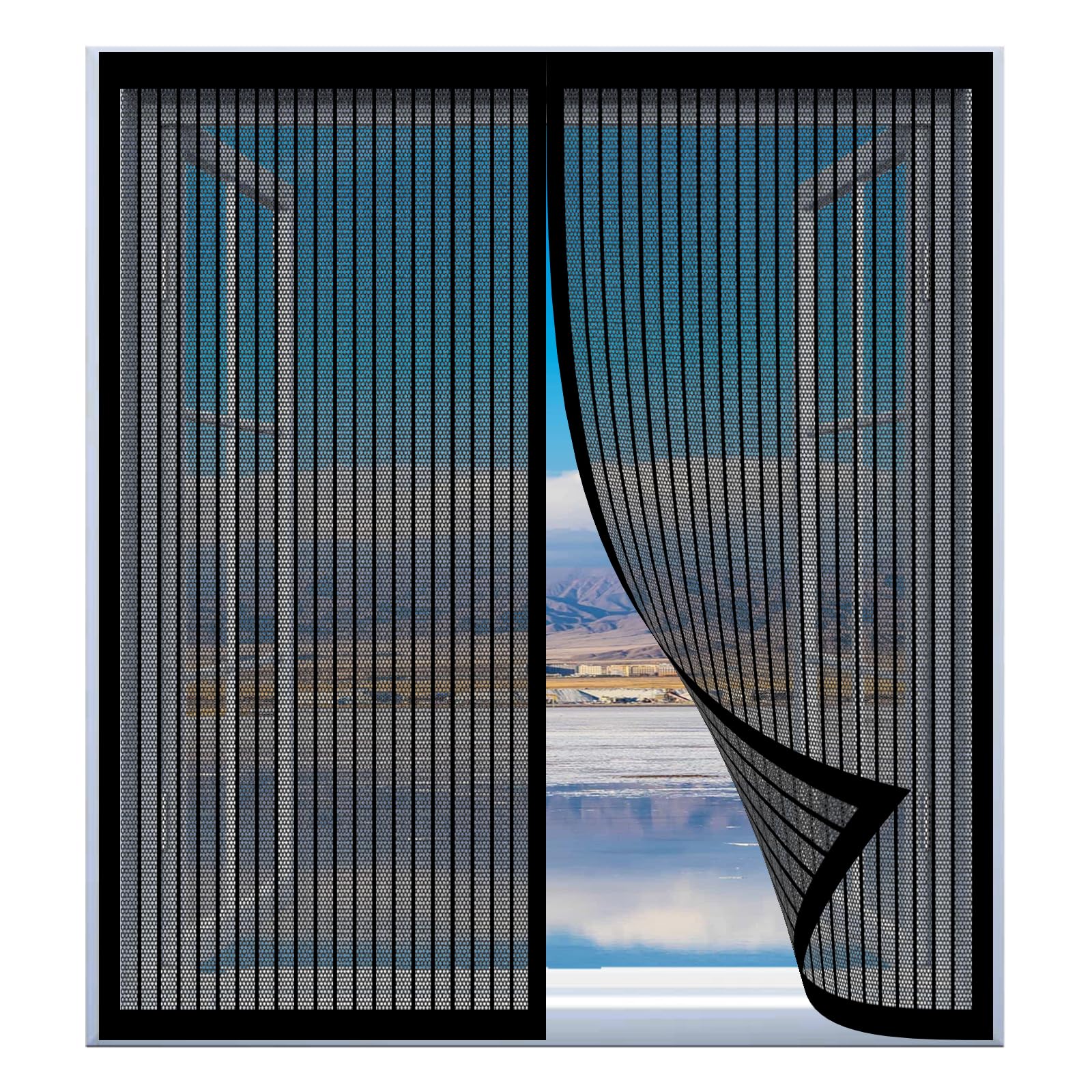 Yuanwan Black Mosquito Net Window Fly Screen 79 X 123 Cm Easy Installation No Drilling Or Screwing Anti Mosquito Mesh Curtain For Windows Nets To Keep Bugs Out,
