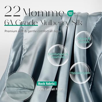 ZIMASILK 22 Momme Mulberry Silk Cervical Pillow Case, Dusty Blue