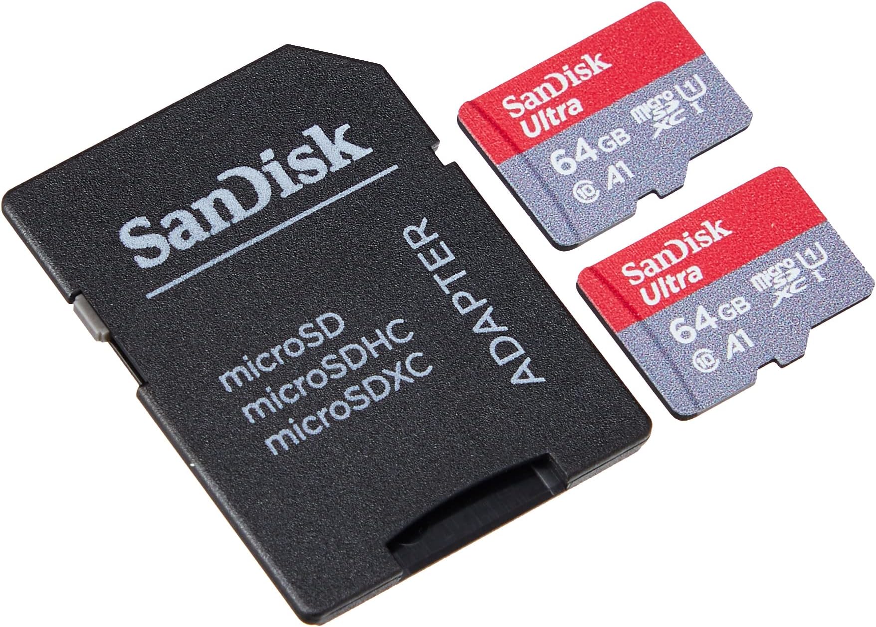 SanDiskUltra 64GB microSDHC UHS-I card, with Adapter (2-Pack)