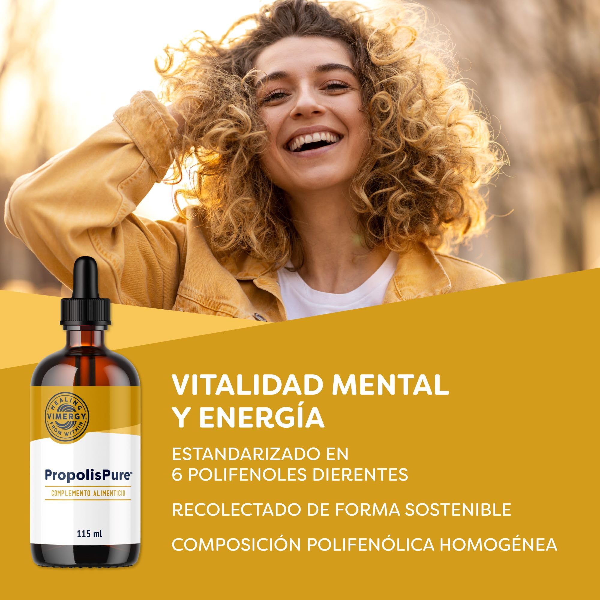 Vimergy PropolisPure – 115 ml, 57 Dosis – Suplemento de Propóleo, 1220 mg – Extracto de Propóleo Estandarizado en Polifenoles – Suplemento Vegetariano - Sin Azúcar, Aglutinantes, OMG ni Gluten