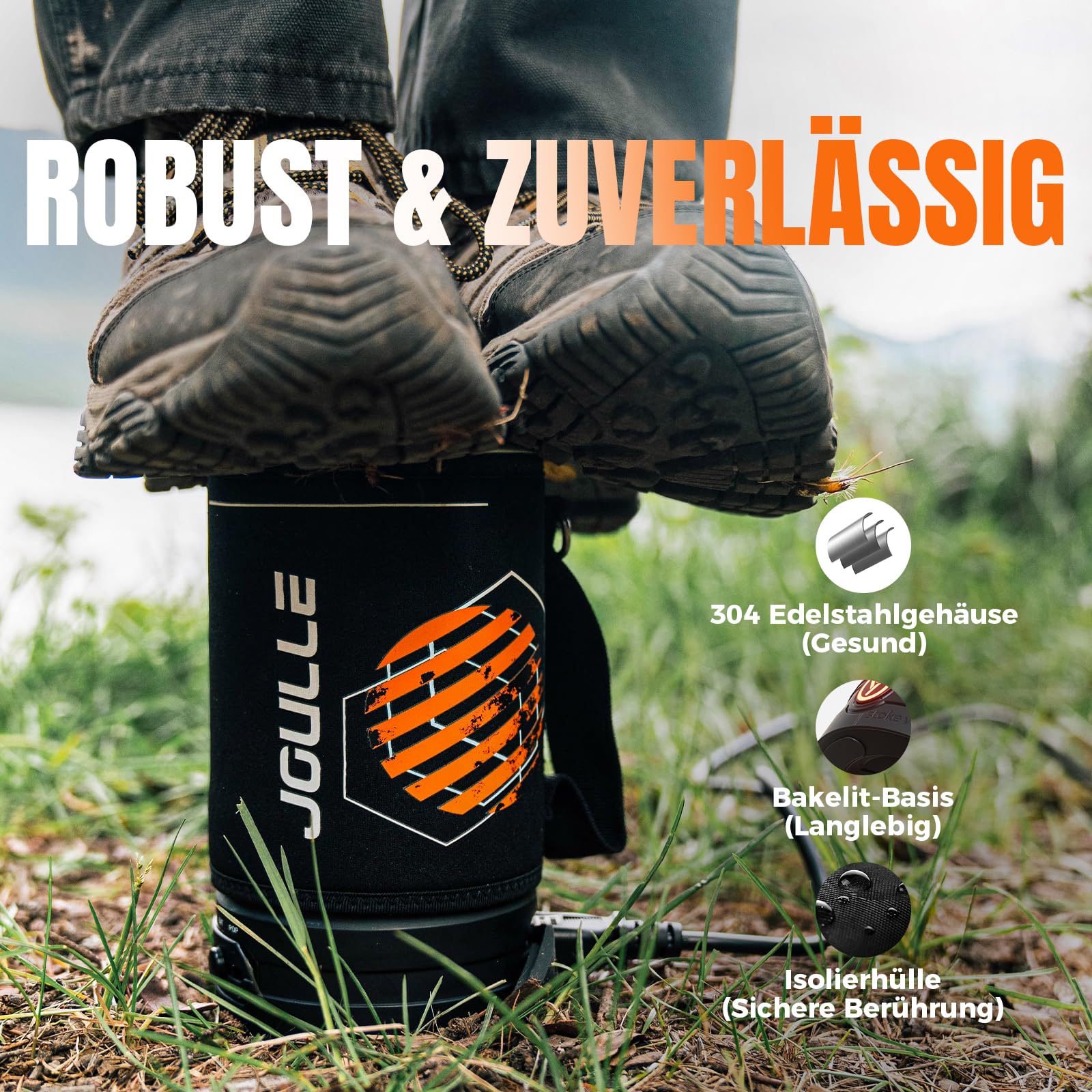 STOKE VOLTAICS Wasserkocher, Tragbarer Wasserkocher für Kaffee und Tee, Mini-Teekessel aus Edelstahl 304, 240V, Schnell Kochendes Wasser mit Automatischer Abschaltung, Camping- und Reiseutensilien