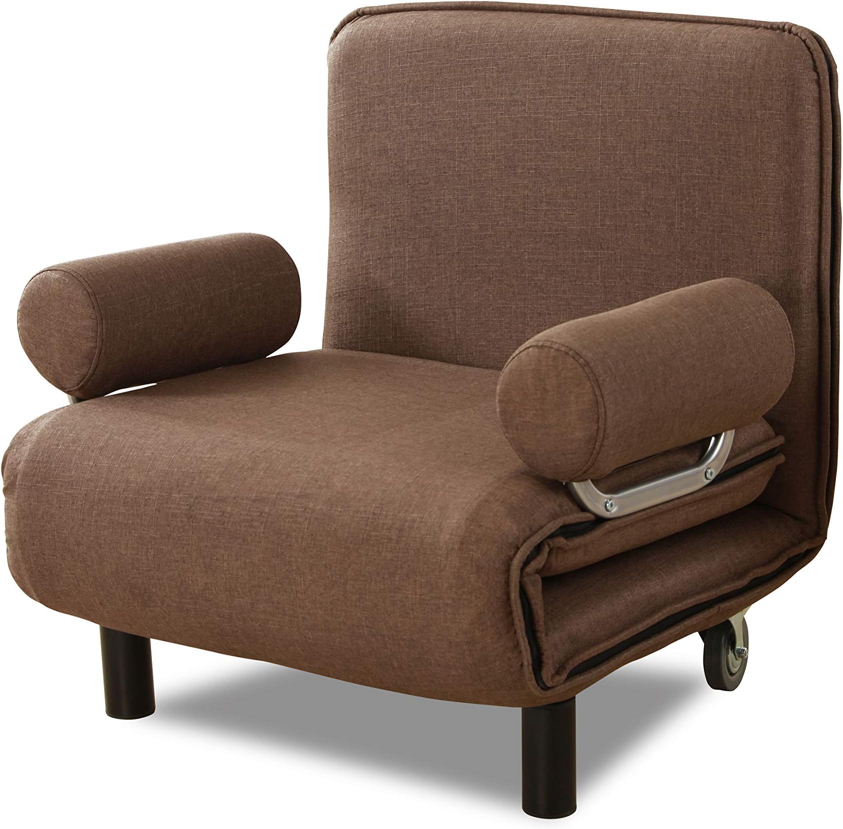 Sofa Bed Folding Convertible Sleeper Bed Chair with Wheel,Full Padded Lounger Couch Bed for Guest(Coffee)